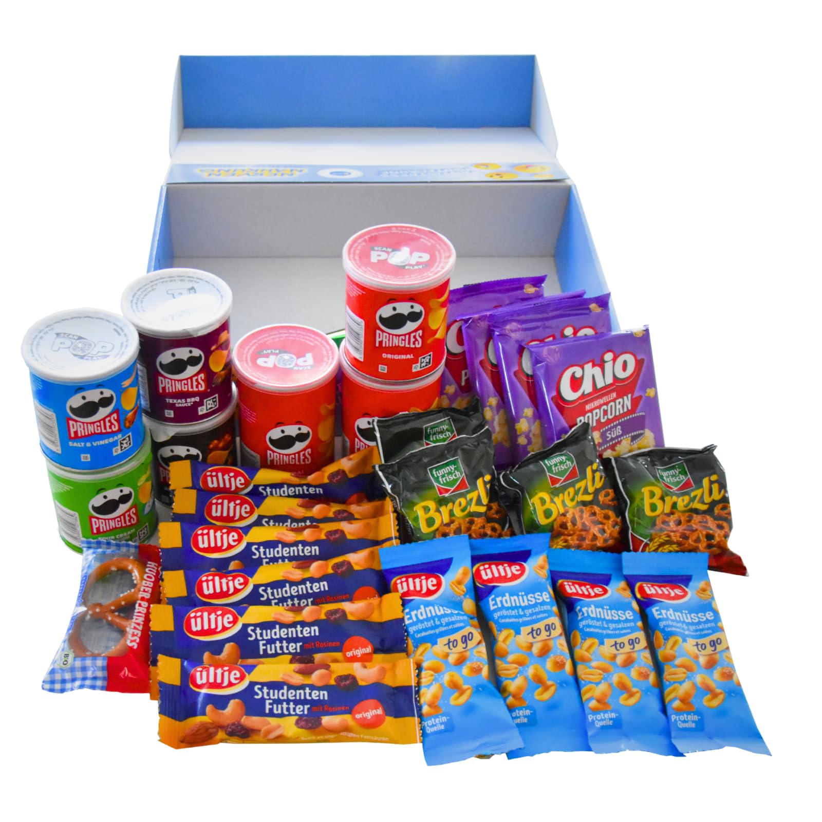 Snack Box XXL | Süß & Salzig Mix mit Nüssen, Chips & Popcorn | Geschenkset, Überraschungspaket, Food Mix | Knabbermix für Party, Büro & Filmabend