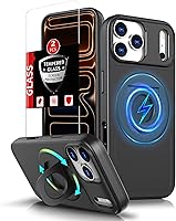 Vista 80 de Funda magnética para iPhone 11 Pro compatible con carga inalámbrica MagSafe, con 2 protectores de pantalla, anillo kickstand de 360° integrado +