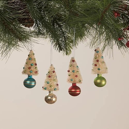 Bethany Lowe Juego de 4 cepillos y adornos retro para botellas