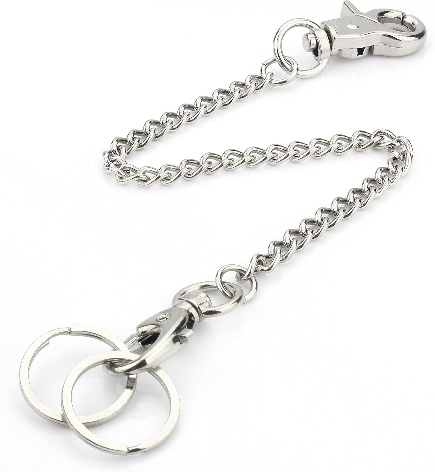 Wisdompro Keychain, 2 Pack Heavy Duty 8 Inch Pocket Keychain with Lobster Clasp and 2 Keyrings for Keys and Wallets