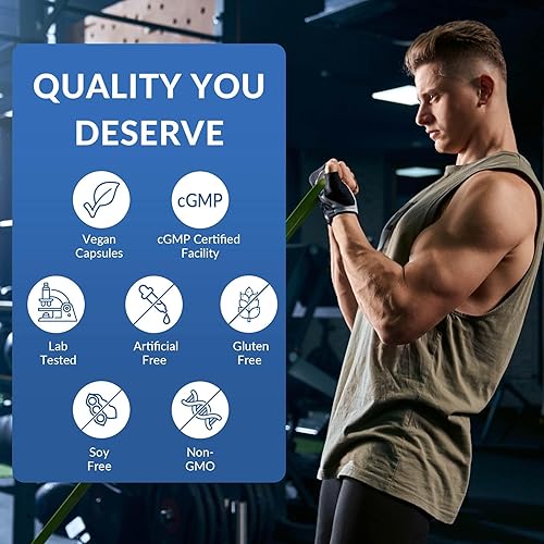 Miniatura 4 de Cápsulas de monohidrato de creatina micronizada -5000 mg por porción con vitamina B12 para mujeres y hombres, fáciles de tragar, veganas, sin