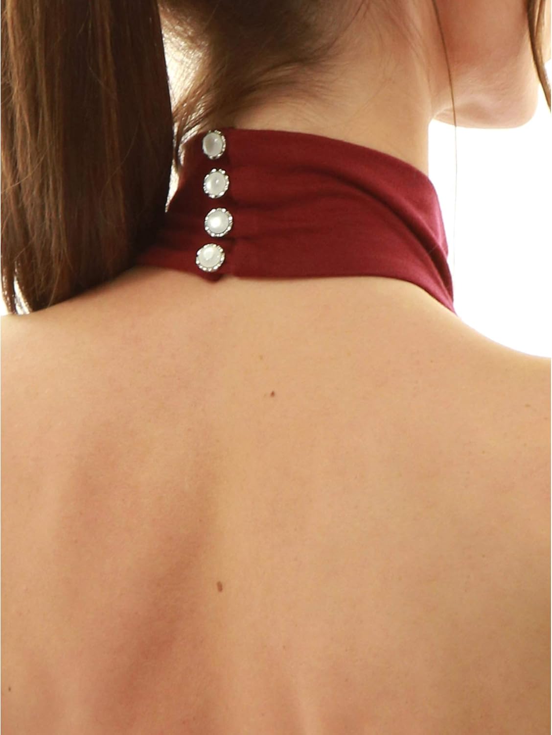 AmélieBoutik Women Halter Turtleneck Open Back Sleeveless Blouse Top - Image 4