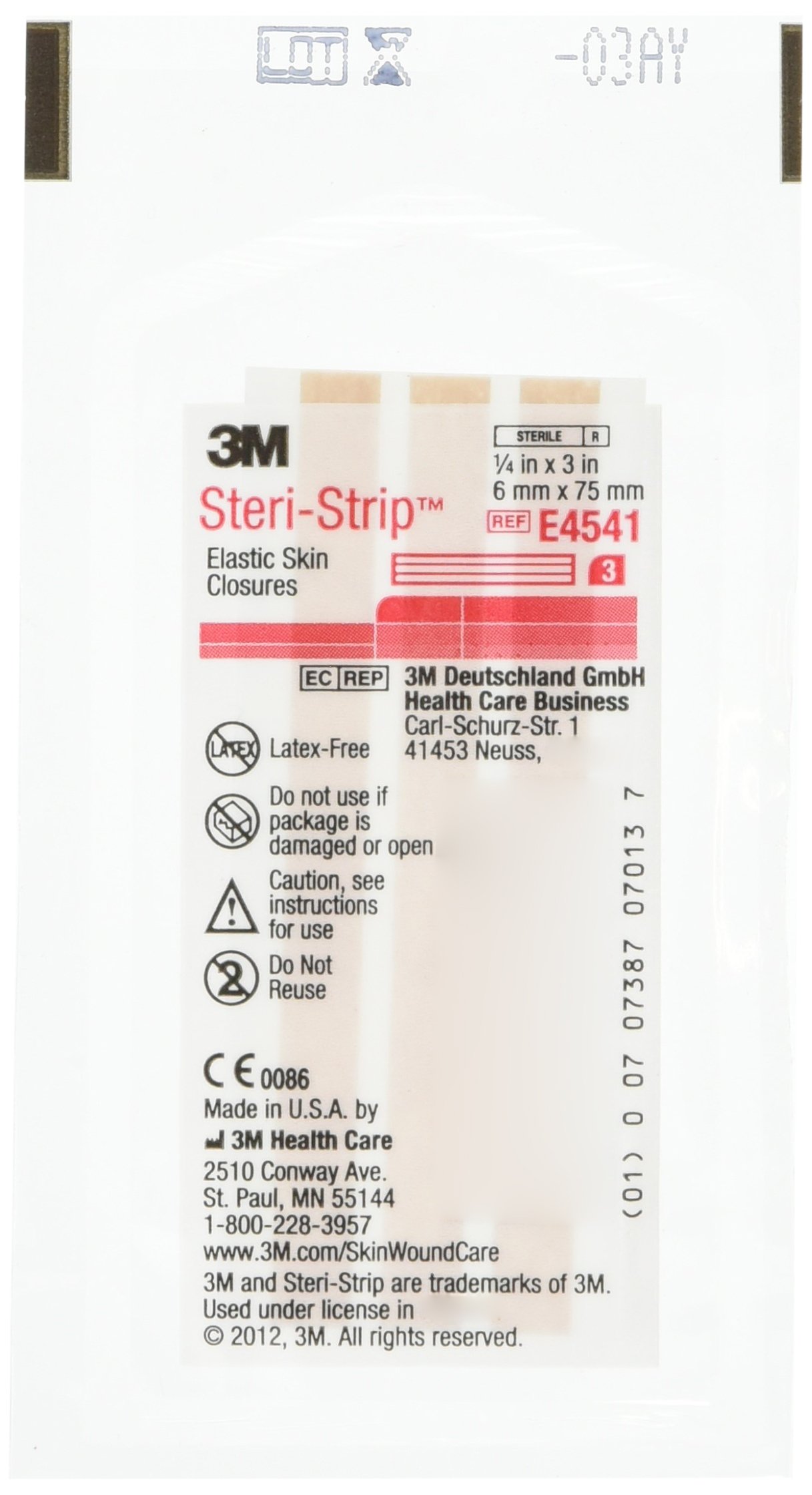 3 M 10 Stück SteriStrip mm4541 10 Stück SteriStrip Elastic Haut Verschlüsse 6 x 75 mm (50 Stück)