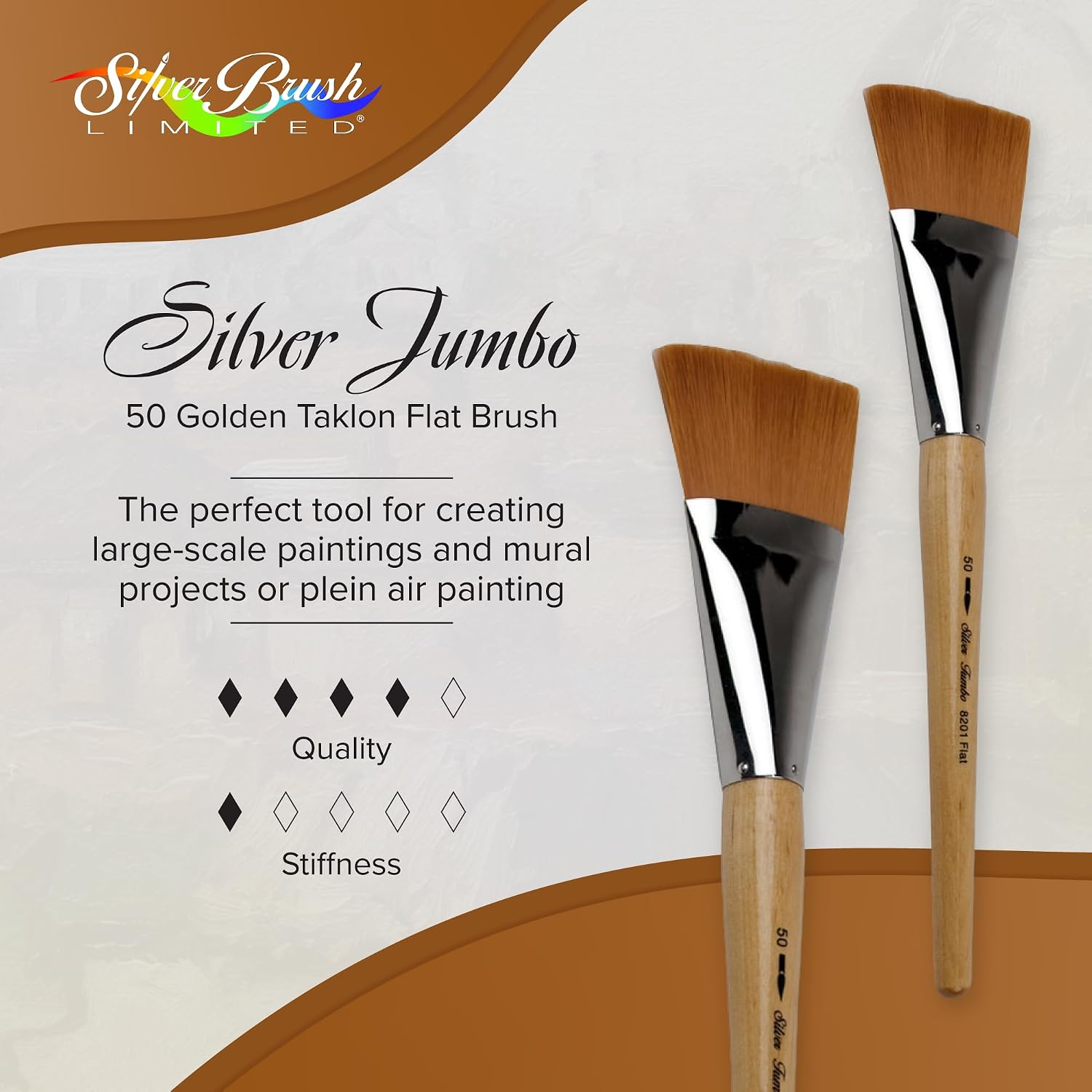 Silver Brush Silver Jumbo Golden Taklon Brush Round Series 8201 Size 50