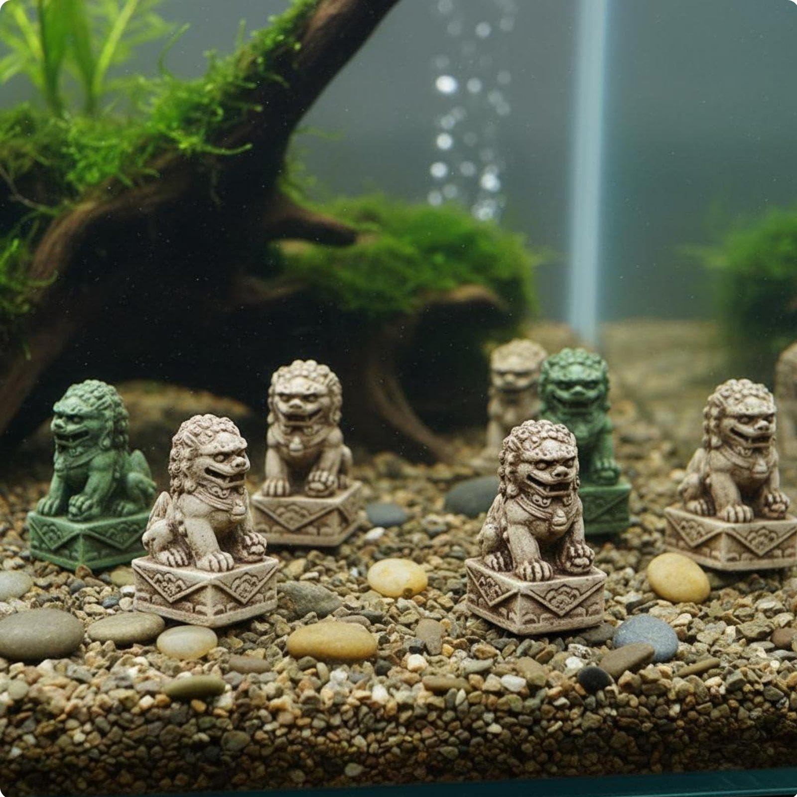 20 Pièces Figurine Lion Résine Statue Foo Chiot Ensemble Mini Sculptures Protectrices Résine pour Décor Intérieur Extérieur Adapté Au, 6 pièces