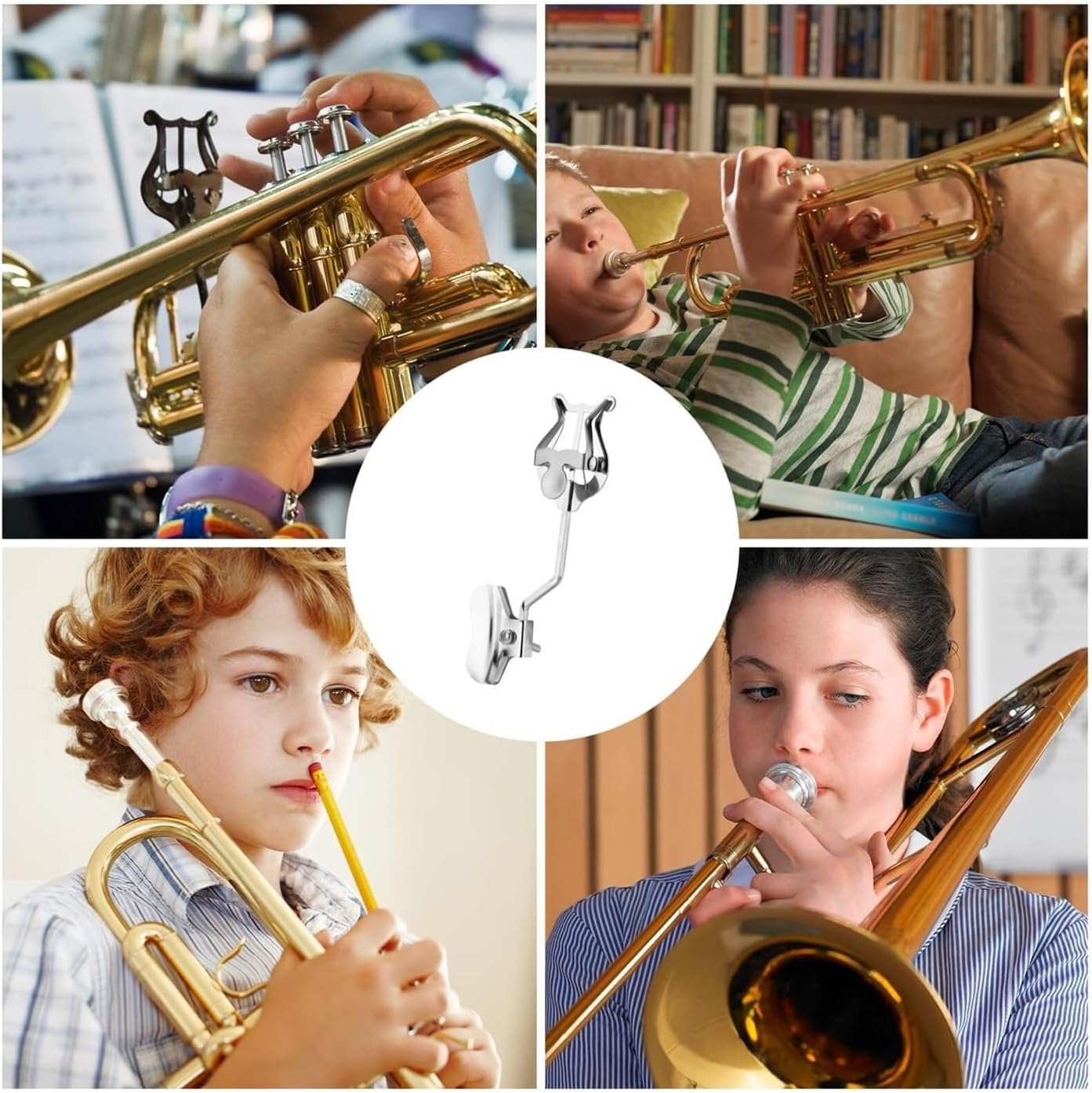 Trombone Music Clip Holder for Marching Band - Portable Metal Sheet Music Stand Lyre Applicable to Trombone or Trumpet - Durable Instrument Accessory for Practicing Beginners