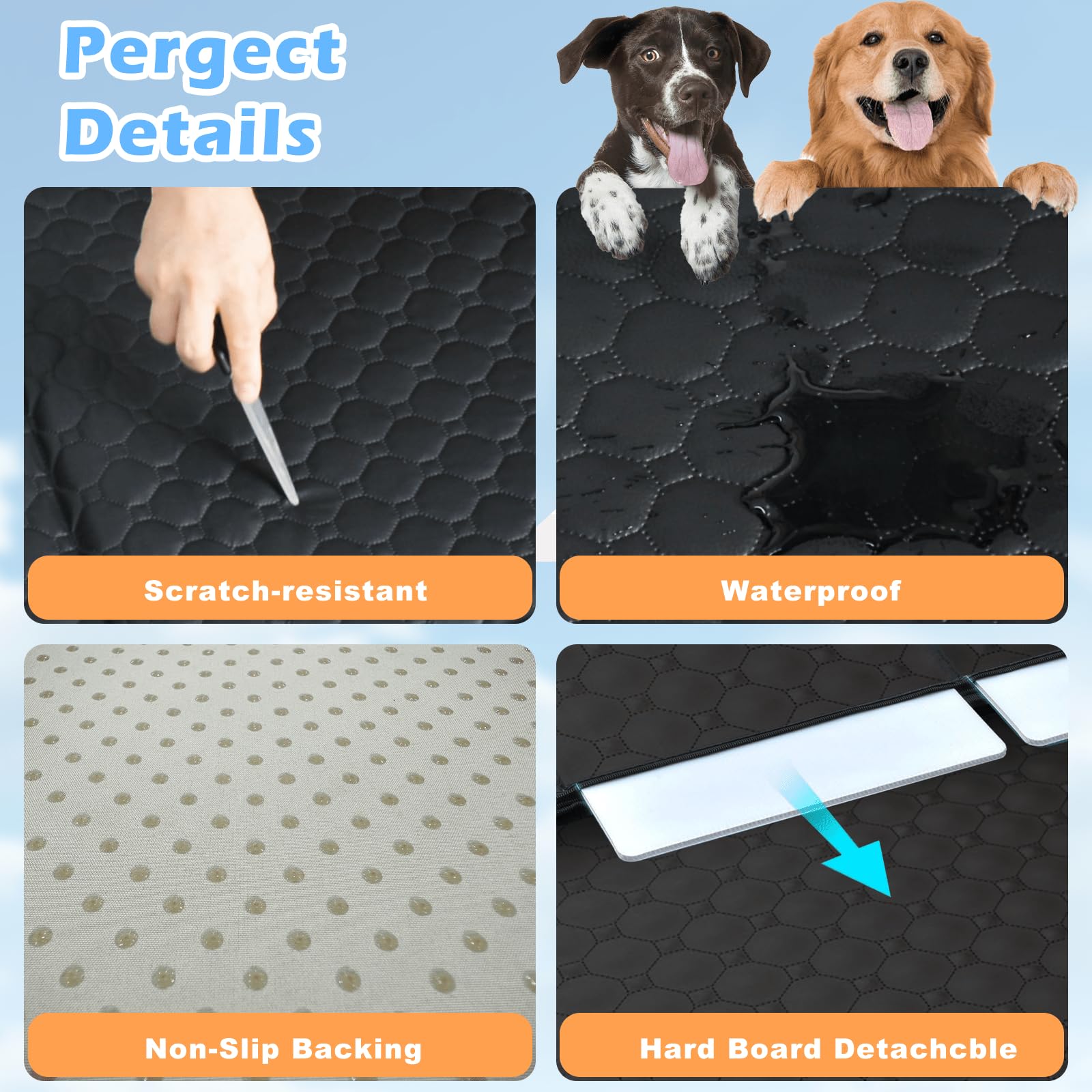 QUIBBLICK Back Seat Extender for Dogs, PU Leather Hard Bottom Truck Dog Seat Cover for Back Seat, Waterproof Pet Hammock Bed for Car with Side Flap, High Barrier Truck Pet Back Seat Covers - image 4