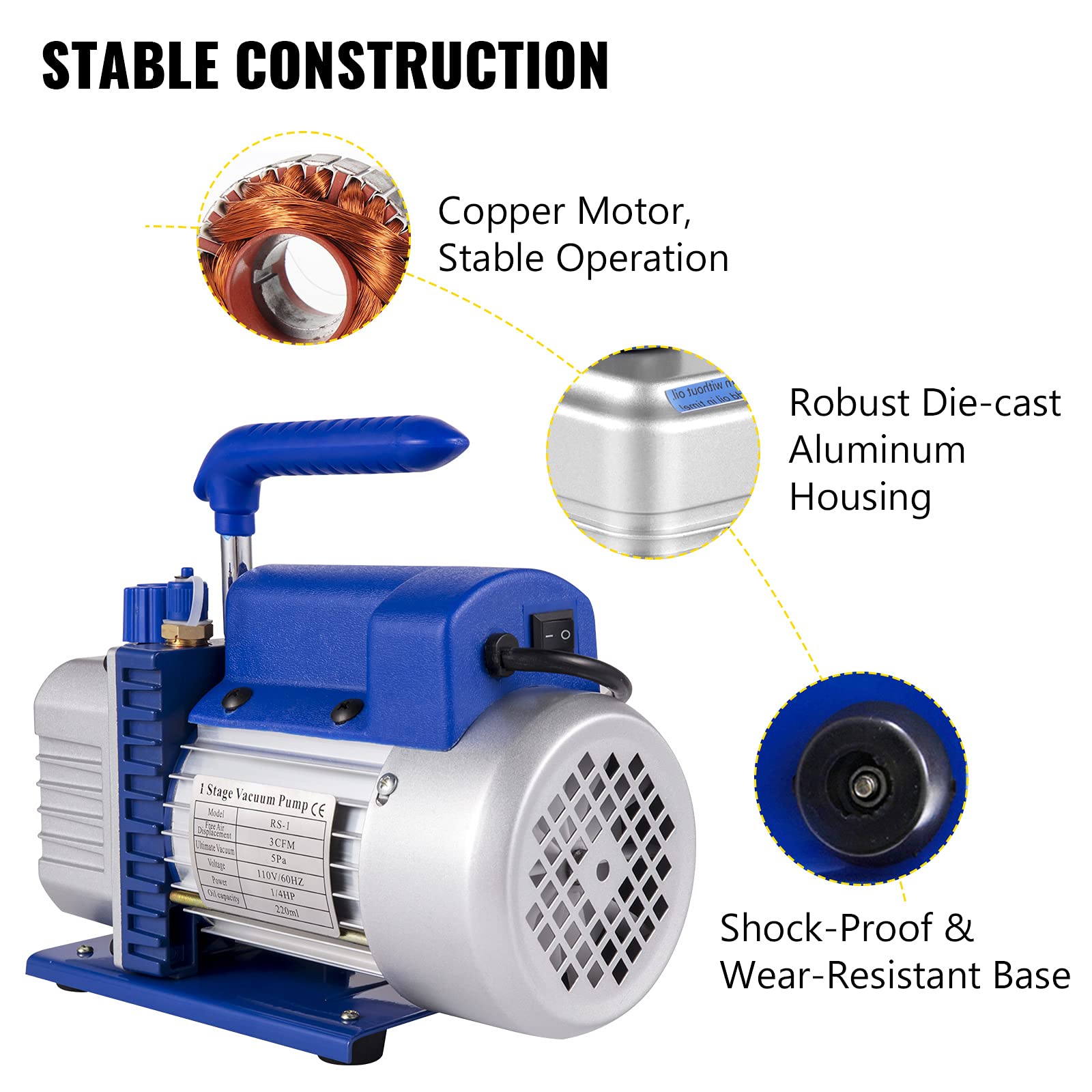 Buy VEVOR Vacuum Chamber with Pump, 2 Gallon Vacuum Chamber, 3CFM 1/4HP