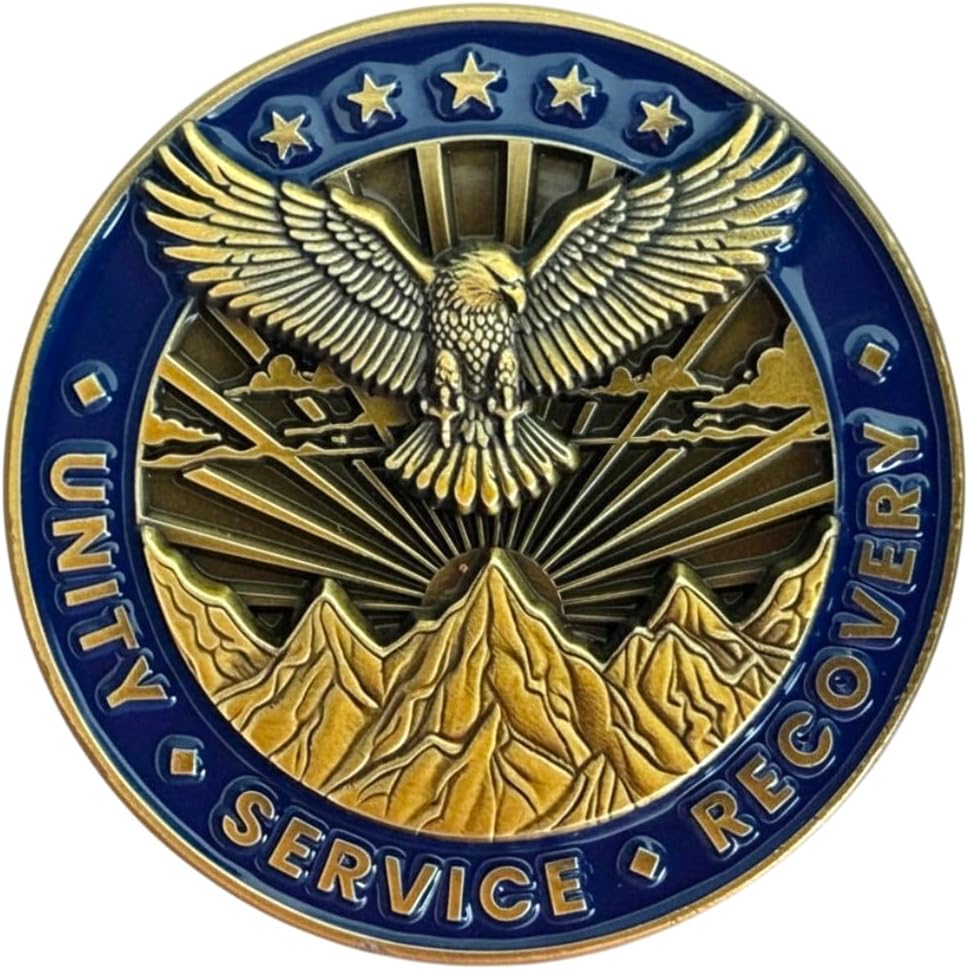 18 Month American Eagle Sobriety Coin, Serenity Prayer, Sober Anniversary, Recovery AA Coins and Medallions, Sobriety Chips and Sobriety Gifts for Men and Women