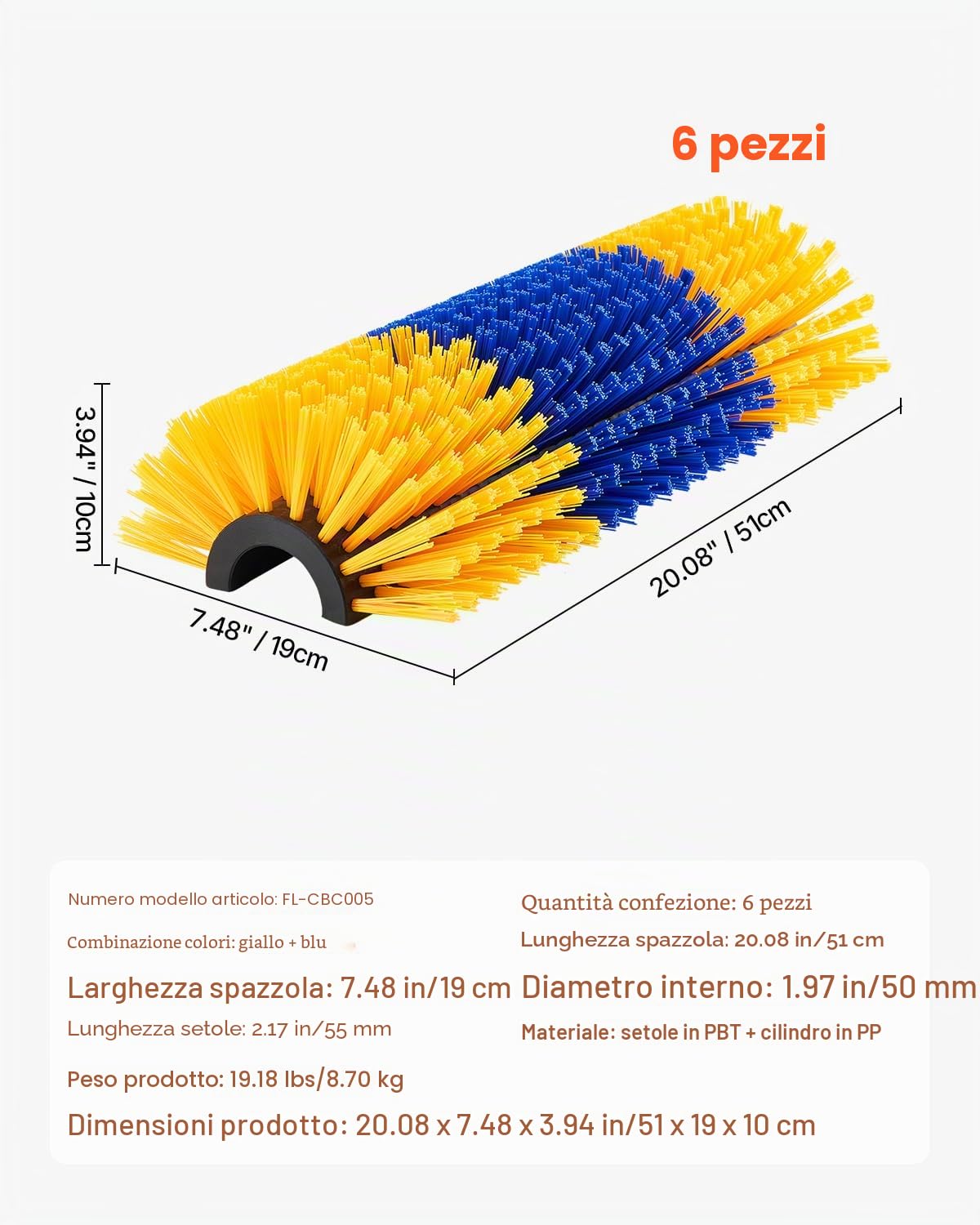 VEVOR Spazzola per Tiragraffi per Bestiame da 6 Pezzi, 51 x 19 cm Spazzola per Cavalli con 12 Viti, Tiragraffi per mucche, per Alleviare Prurito alla Schiena, Mantenere Pulizia, per Cavalli, Maiali