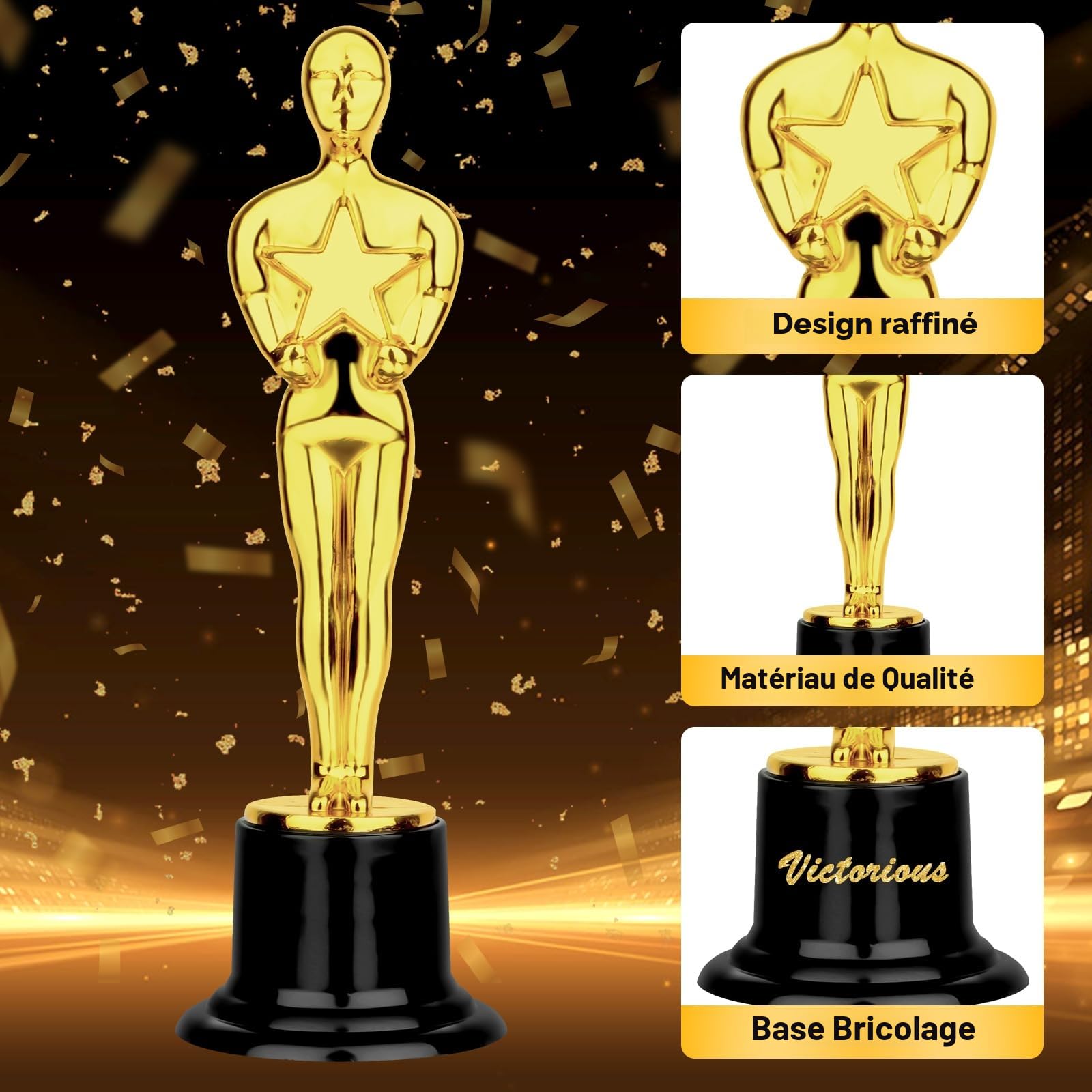 12 Pièces Trophée Statuette Trophée Football Trophee Personnalisable Trophées en Plastique Mini Champions Trophée pour Football Sports Awards Awards Galas Enfant Decoration Anniversaire Jeux