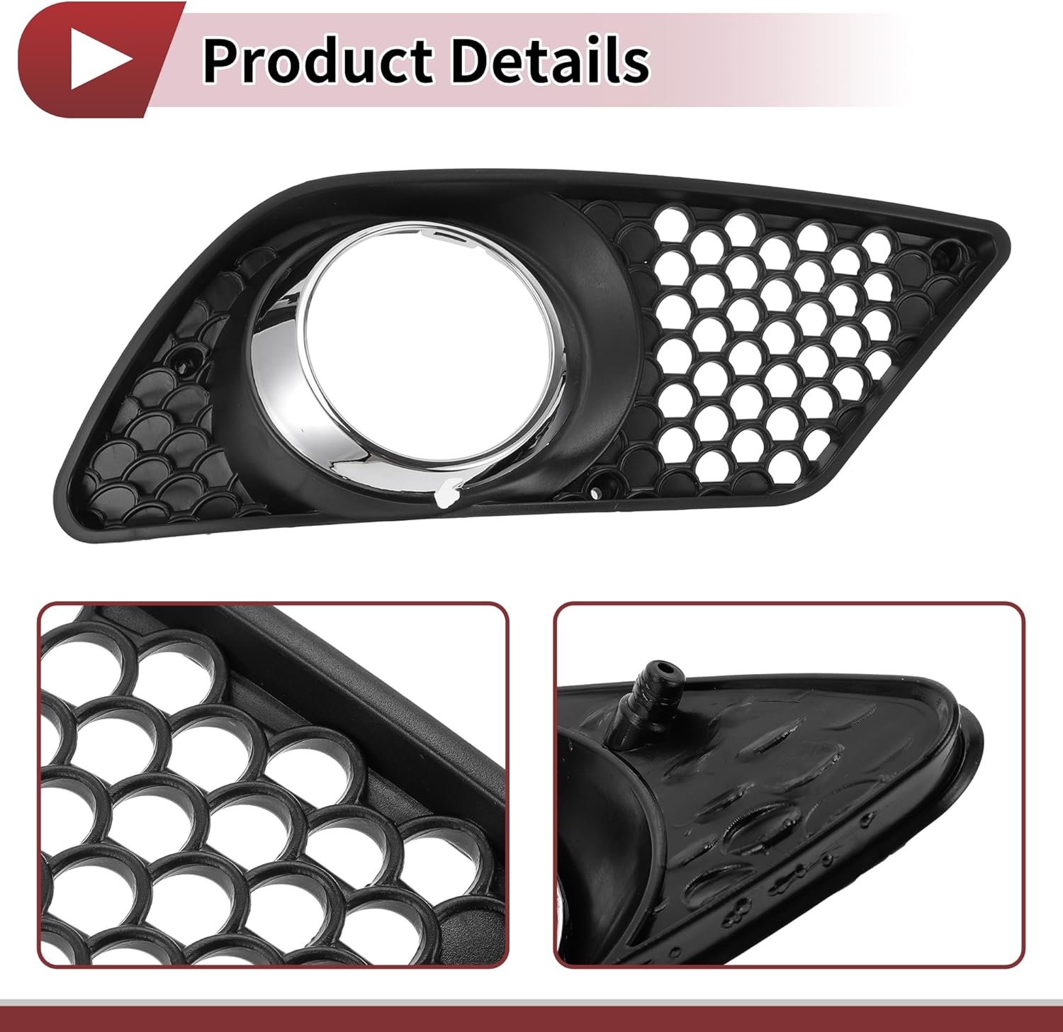 1 Pc Fog Light Grill for Mercedes-Benz C300 2008-2012 Front Right Front Lower Bumper Fog Light Cover Inserts No.2048850353 Black Silver Tone ABS - Image 5