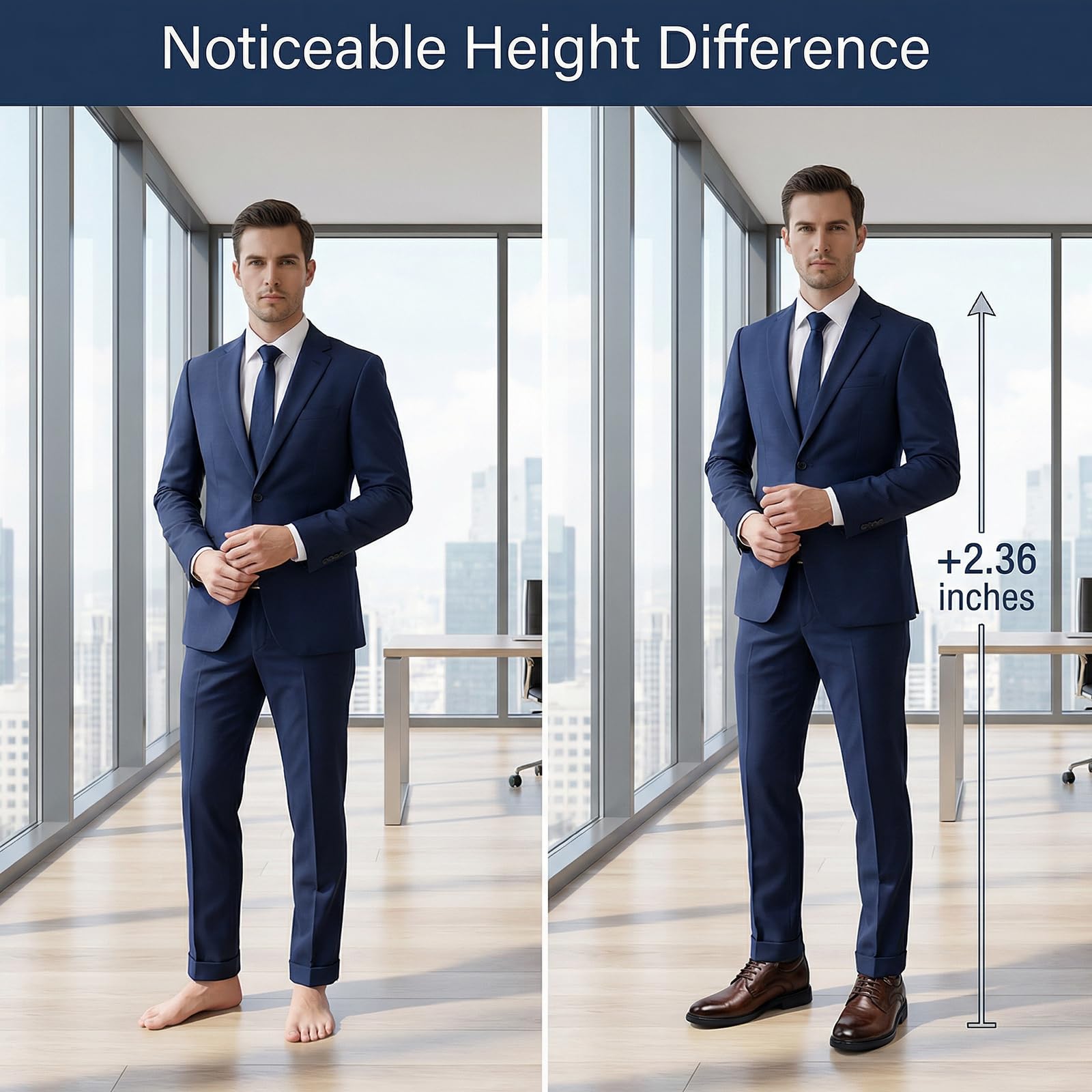 FLIOZY Scarpe da uomo Business Oxford – Classiche stringate in pelle con aumento di altezza integrato fino a 6 cm – per ufficio e occasioni formali