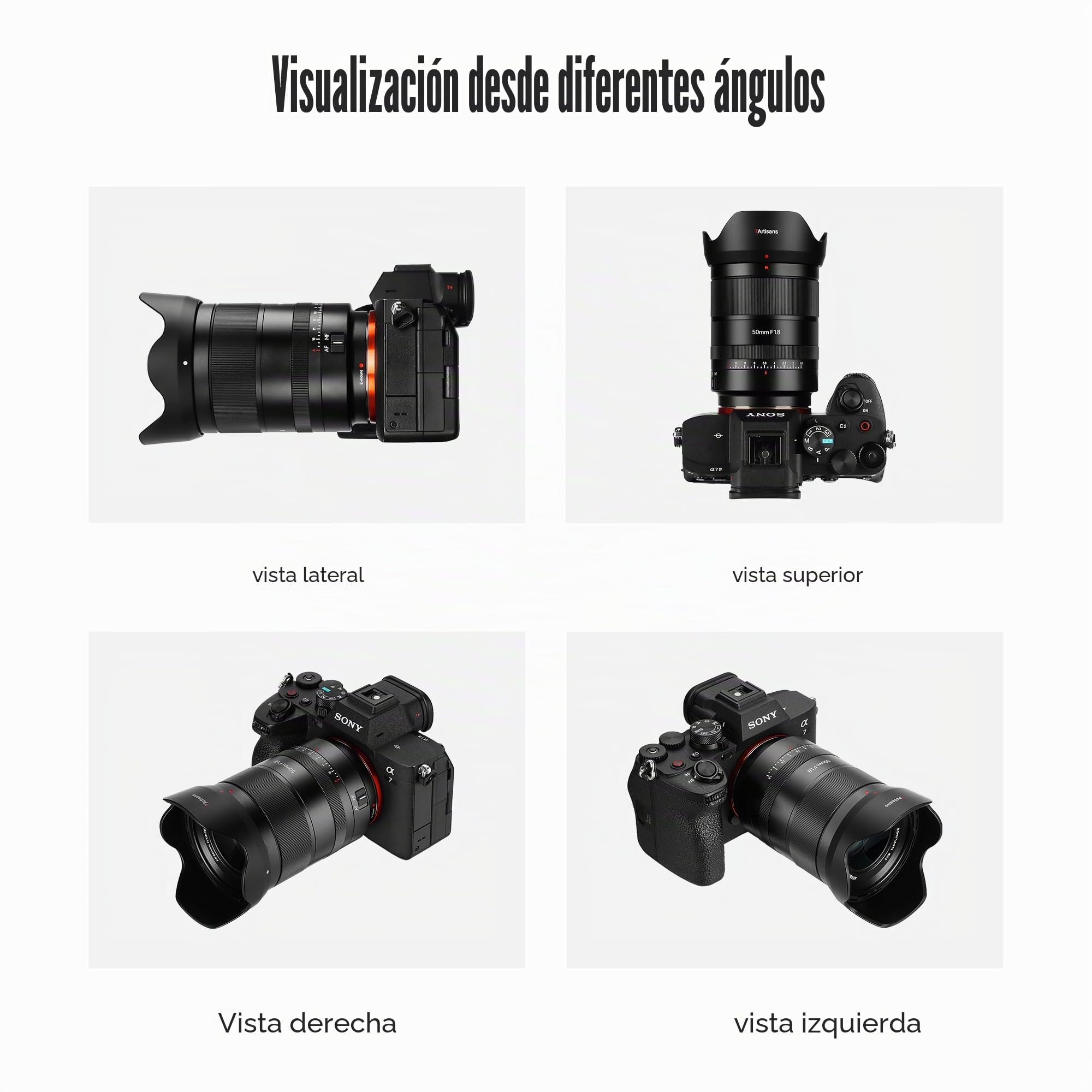7artisans AutoFocus - Lente de Marco Completo F1.8 de 50 mm, Gran Apertura F1.8, Compatible con Apertura automática/Manual y reconocimiento Facial/Ojo, Compatible con Sony A7 Series A7R A75 A7SII A9