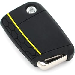 Funda Llave Seat Ibiza VB - Funda de Silicona para Llave de Coche con 3 Botones, Color Negro y Amarillo
