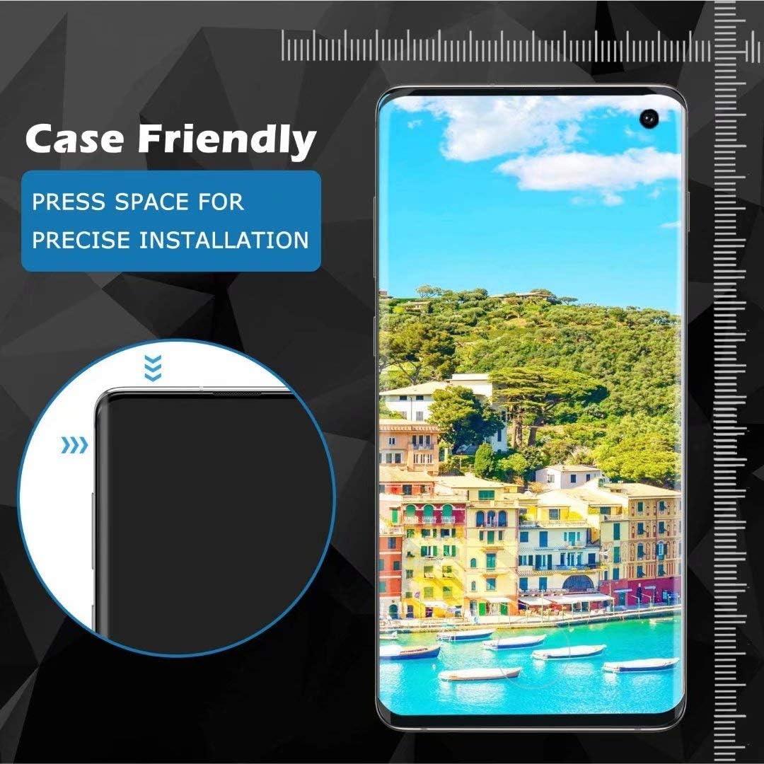 [2 Pack] Galaxy for S10 Screen Protector, [High Definition] [Case Friendly] [Bubble Free] Tempered Glass Anti-Scratch 3D Curved Screen Protector Compatible Samsung S10
