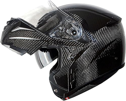 Martian Casco modular de fibra de carbono auténtica, con tapa completa, para motocross, doble deporte, aprobado por DOT