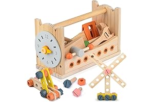 Medoga Wooden Tool Toy Toolbox Kit for Kids