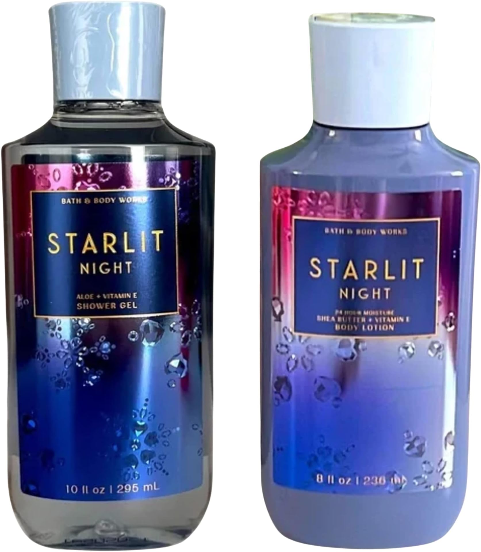 Bath and Body Works Gift Set of 10 oz Shower Gel and 8 oz Lotion (Starlit Night), Multicolor