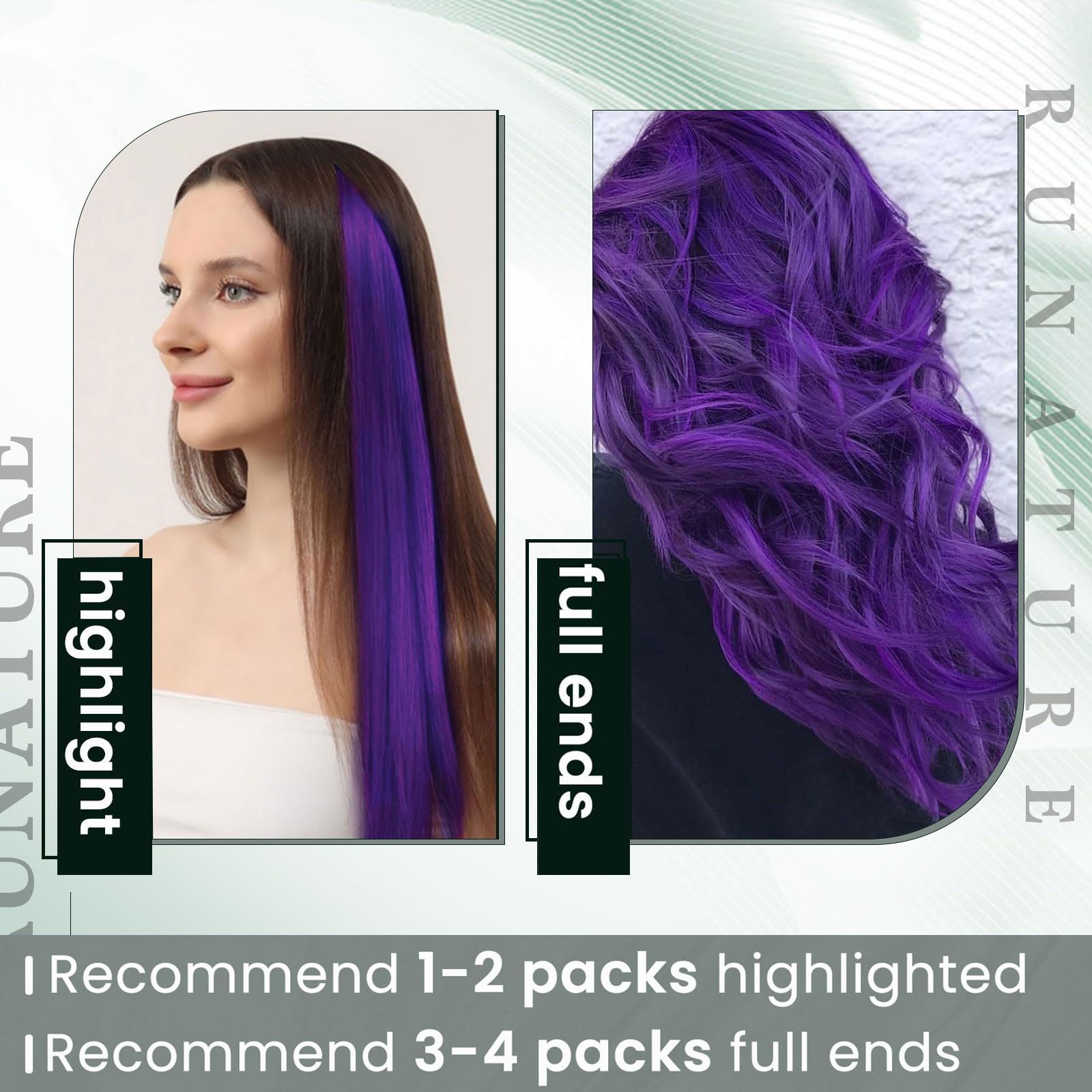 RUNATURE Micro Beads Hair Extensions Real Hair Purple Remy Micro Ring Hair Extensions Invisible Remy Straight Micro Hair 14 Inch 25g/25strands #Purple — view 169