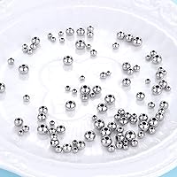 Vista 4 de 200 cuentas espaciadoras redondas de acero inoxidable de 0.118 in, 0.157 in, 0.197 in y 0.236 in para fabricación de joyas, Acero inoxidable