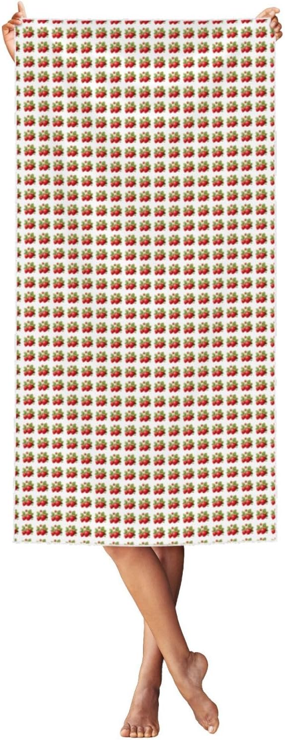 Strawberry Clipart Print Adults Beach Towel for Travel Pool Picnic Camping Outdoor Use Living Room Decor
