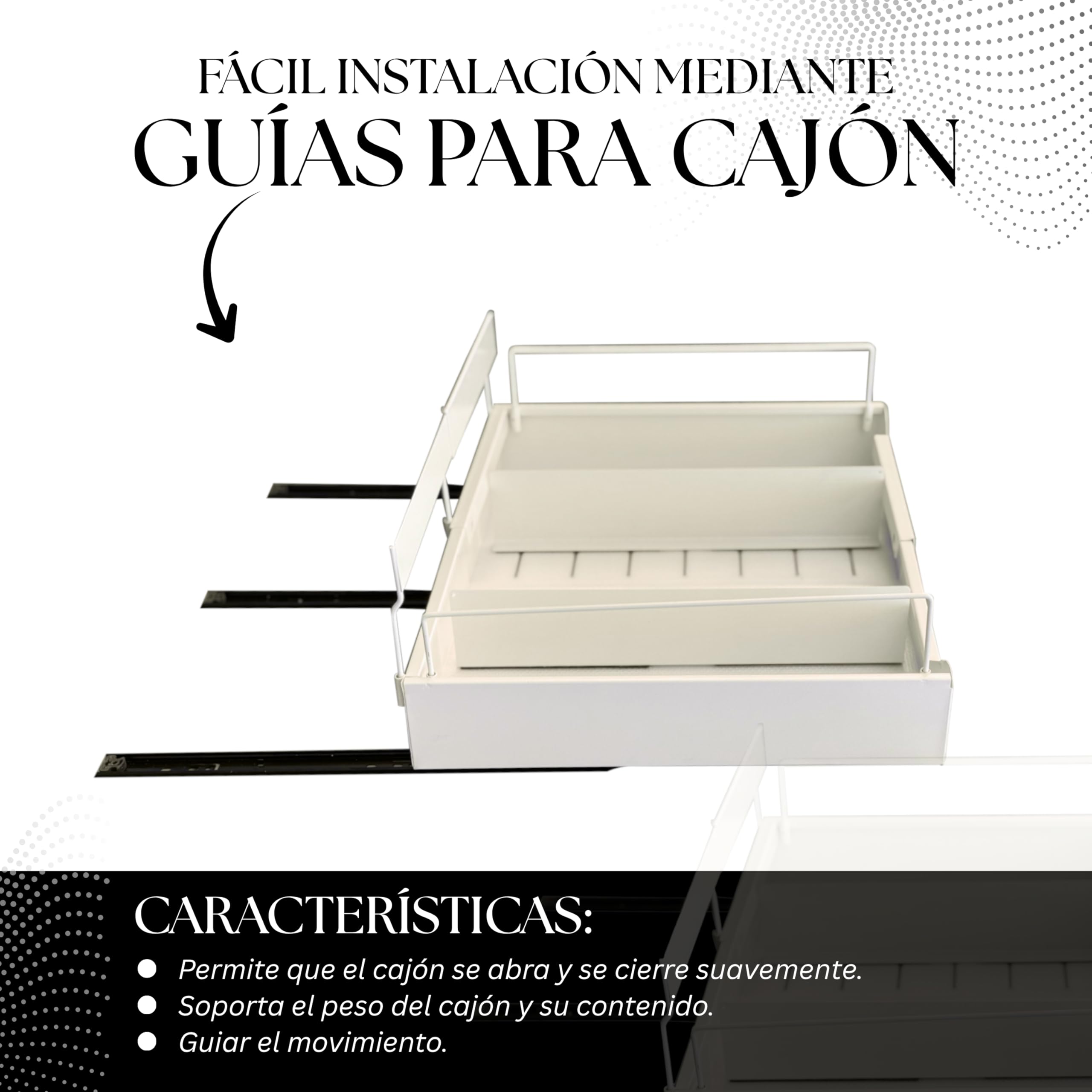 Pack de 2 bandejas extraibles para armarios cocina, cajón extraible extensible con separadores metálicos y rollo protector, más espacio y orden