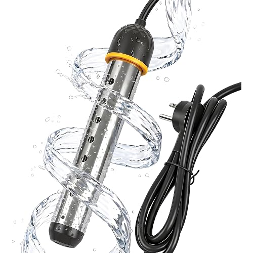 Portable Immersion Water Heater 2000W Upgraded Stainless Steel with (1PC) | Protective Guard Digital Display Thermostat Fast Heating Magnesium Oxide Technology for Above Ground Pool Bathtub RV Camping