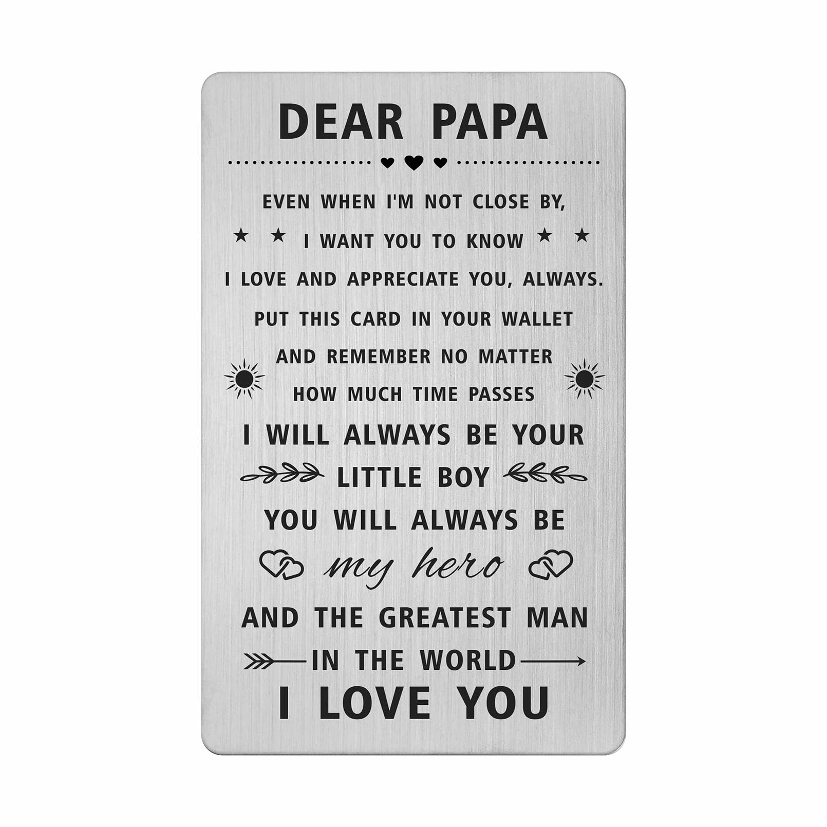 SOUSYOKYO Meaningful Papa Gifts from Grandson Grandchildren, I Love Papa Present, Dear Papa Fathers Day Card