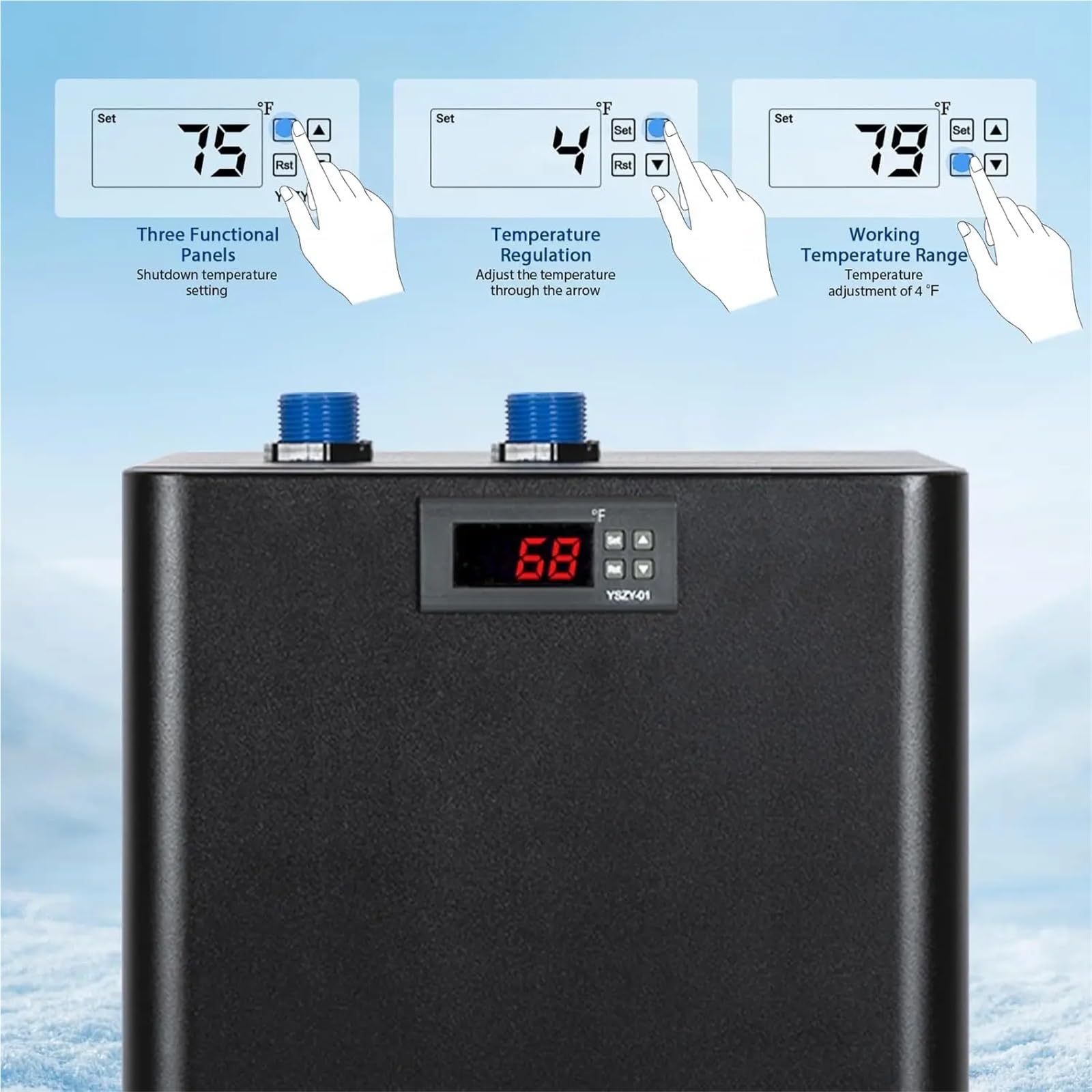 Refrigeratore per acquari, Refrigeratore for Acquario da 79 galloni, 1/3 HP, Compatibile con idroponica, Design Silenzioso, compressore, refrigeratore d'Acqua da 300 Litri