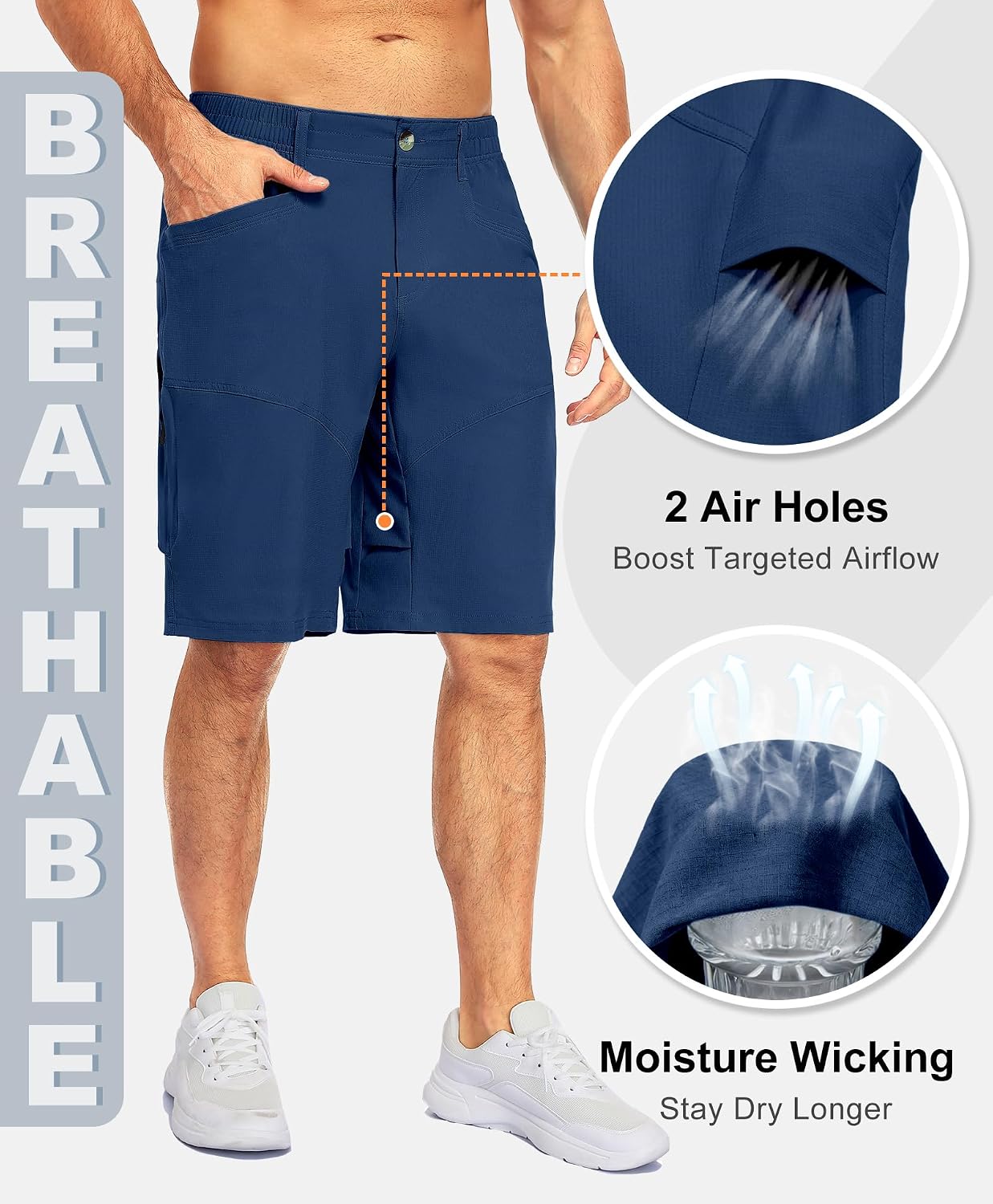 Little Donkey Andy Men's Hiking Cargo Shorts Quick Dry Waterproof Lightweight Golf Shorts Stretch Casual Short with 9 Pockets