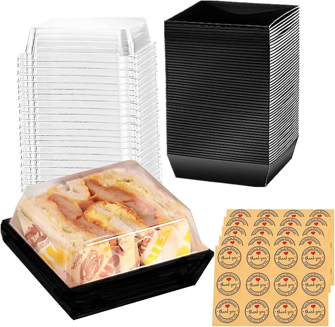 GUIFIER 50 PCS Paper Charcuterie Boxes with Clear Lids, 5 Inch Sandwich