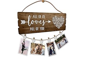 Buecasa Romantic Heart Photo Clips Holder for Couples Pictures
