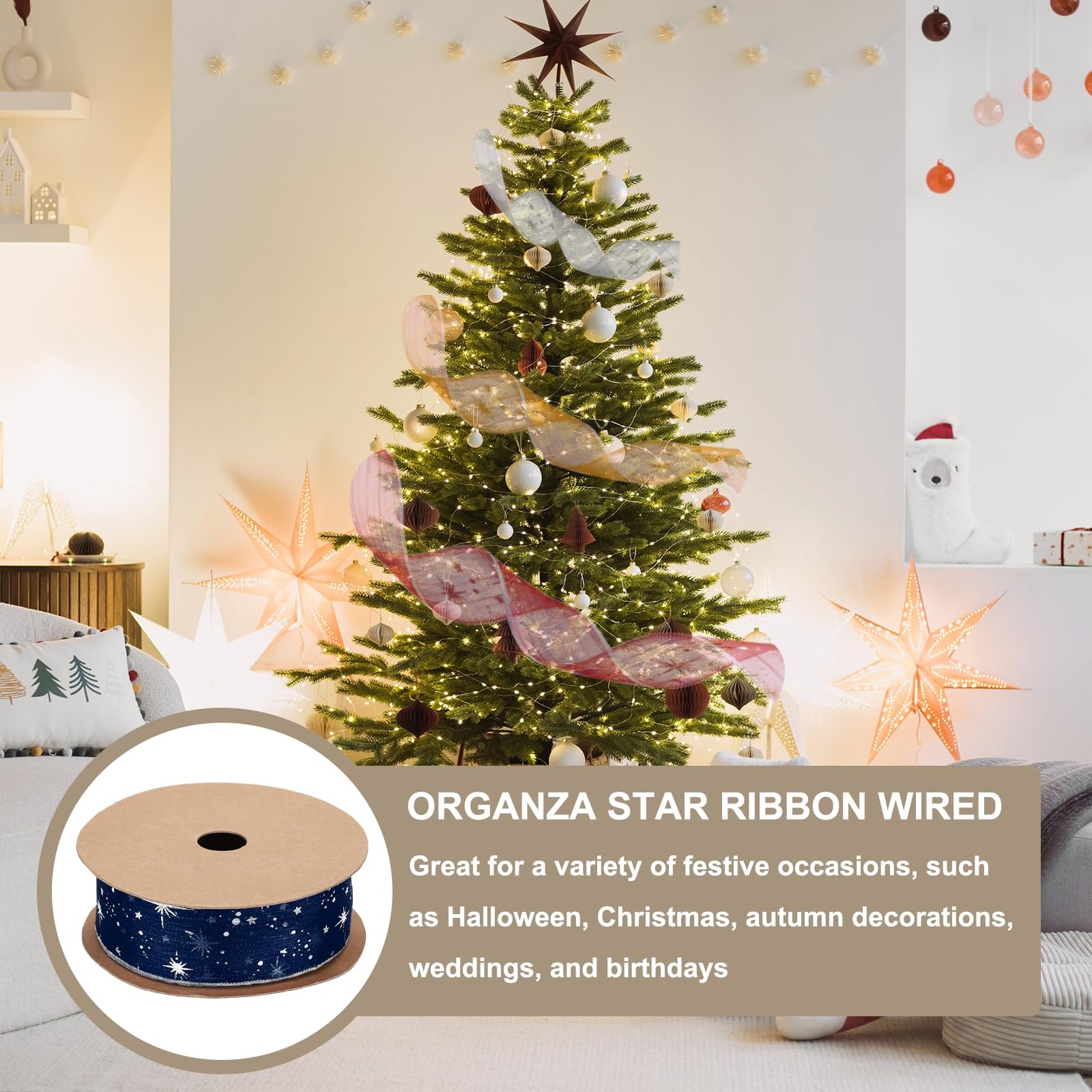 PATIKIL Organza Star Ribbon Wired - Image 4
