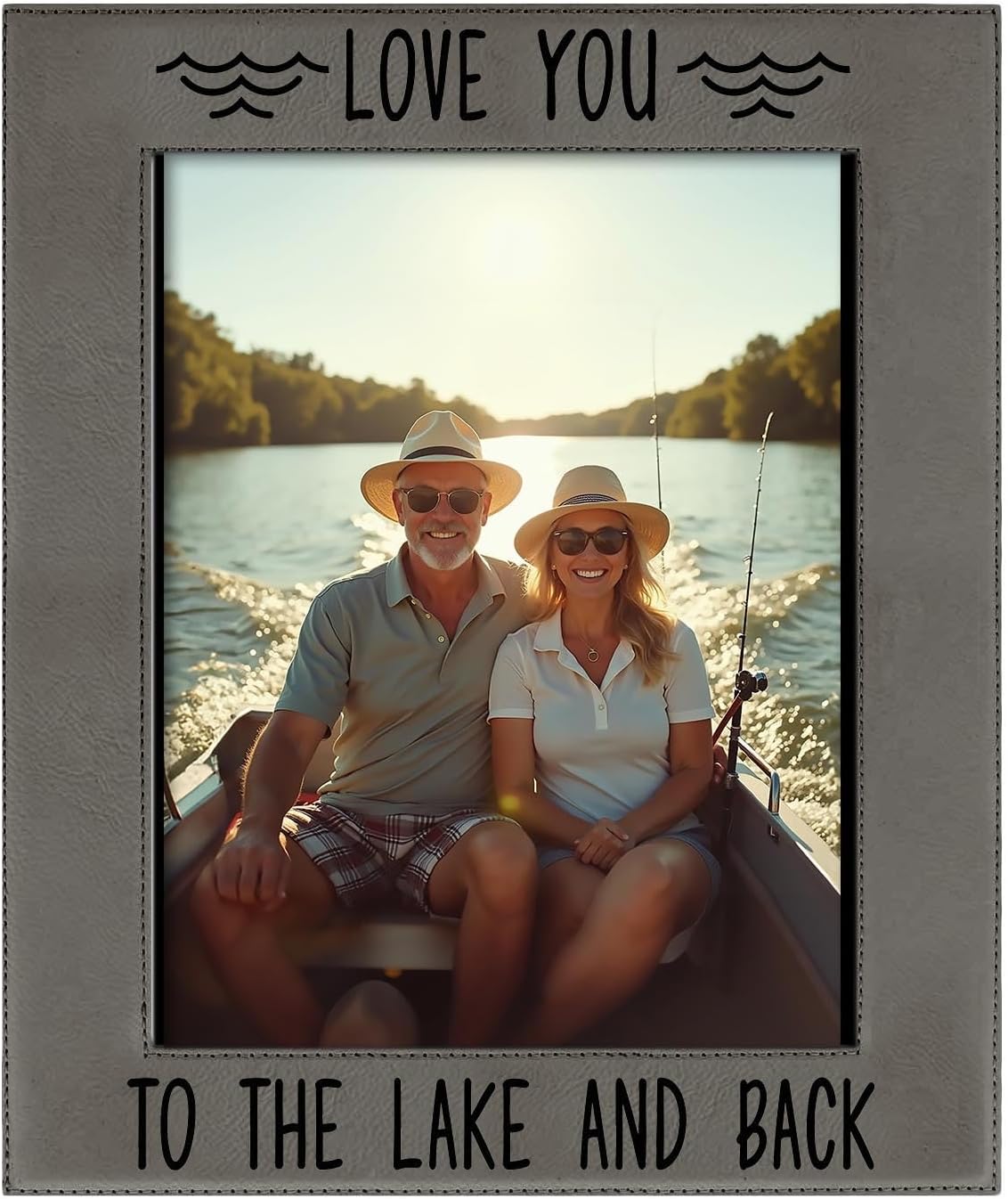 ThisWear Large Photo Frame Love You To The Lake And Back 8x10 Leatherette Photo Frame Navy