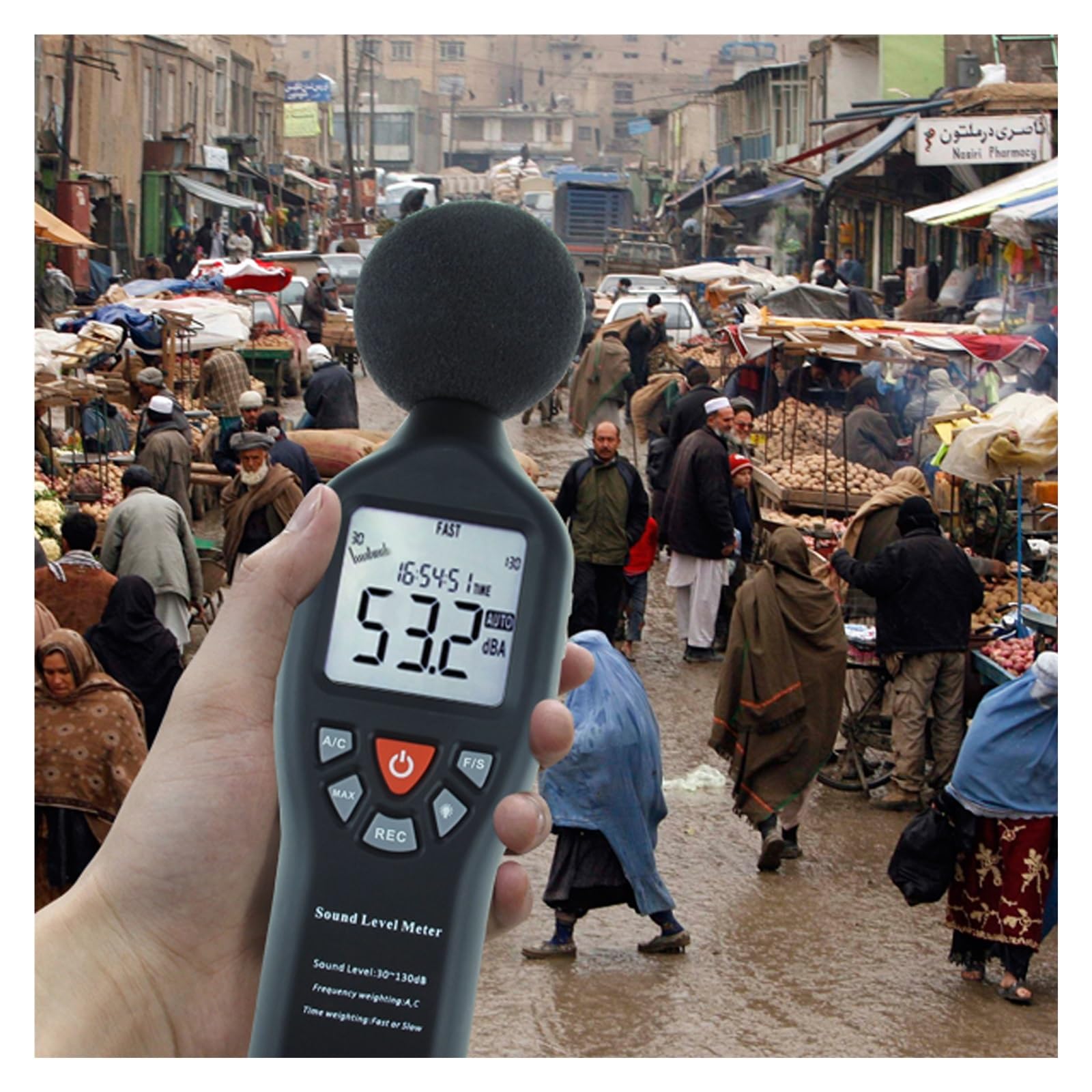 Sonomètres, Sonomètre numérique, plage de 30 à 130db, décibels bruit, for la maison et le bureau, avec fonction d'enregistrement données, écran LCD CD
