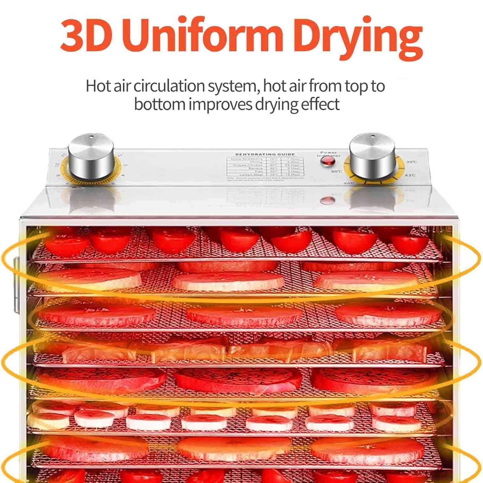 Secador comercial eléctrico de alimentos, deshidratador de alimentos de 400 W, máquina liofilizada de 12/18 capas, control de temporizador, rango de temperatura de 30 a 90 °C, para frutas, verduras