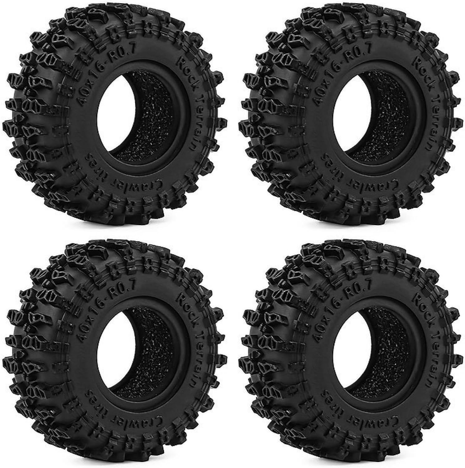 0.7 RC Crawler Tires OD 1.57" 1/30 Super Soft Rubber All Terrain Tyres For 1:30 1/32 Rock Mud Crawler Car Axial SCX30 Upgrades Parts 0.7" inch Beadlock Wheels Rims 4PCS