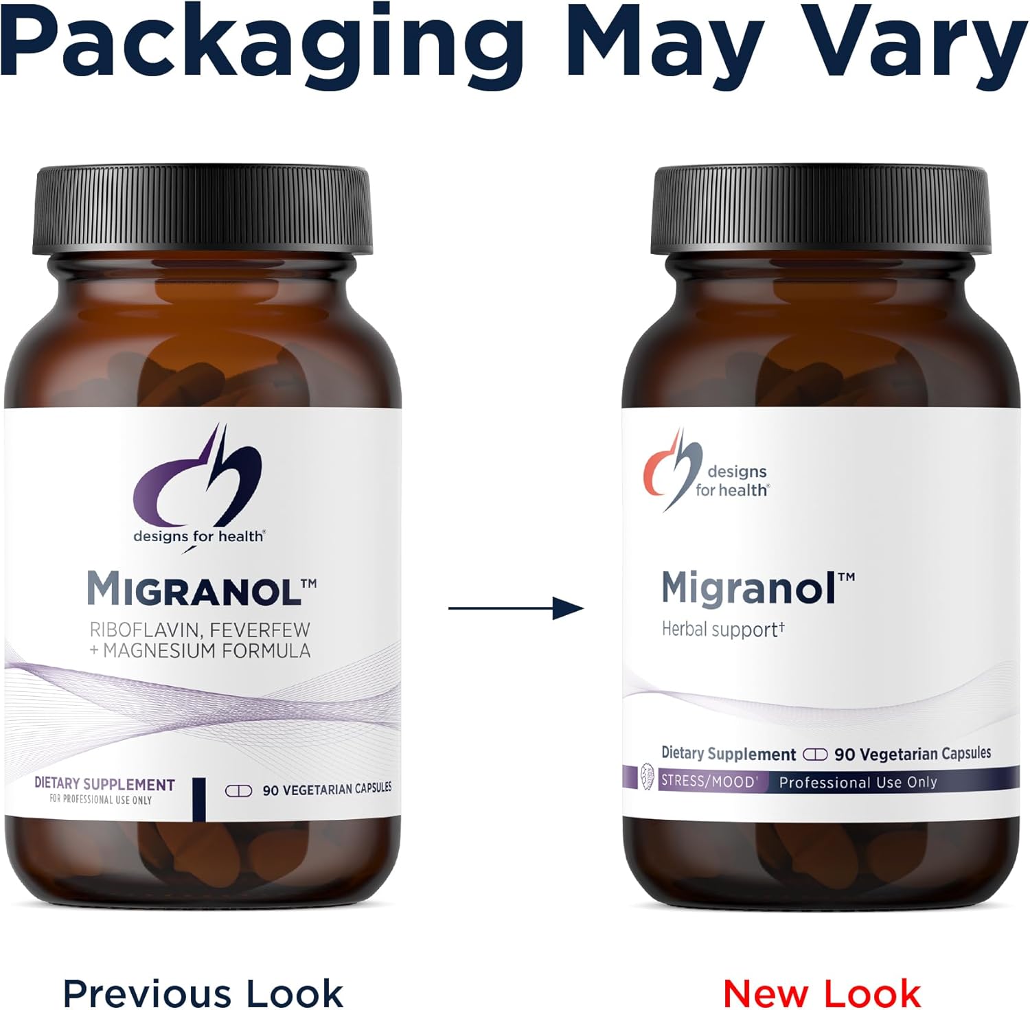 Designs for Health Migranol - Feverfew Supplement with Magnesium Malate, Curcumin (Turmeric) Extract, Rosemary + B2 Riboflavin - Non-GMO + Gluten Free (90 Capsules)