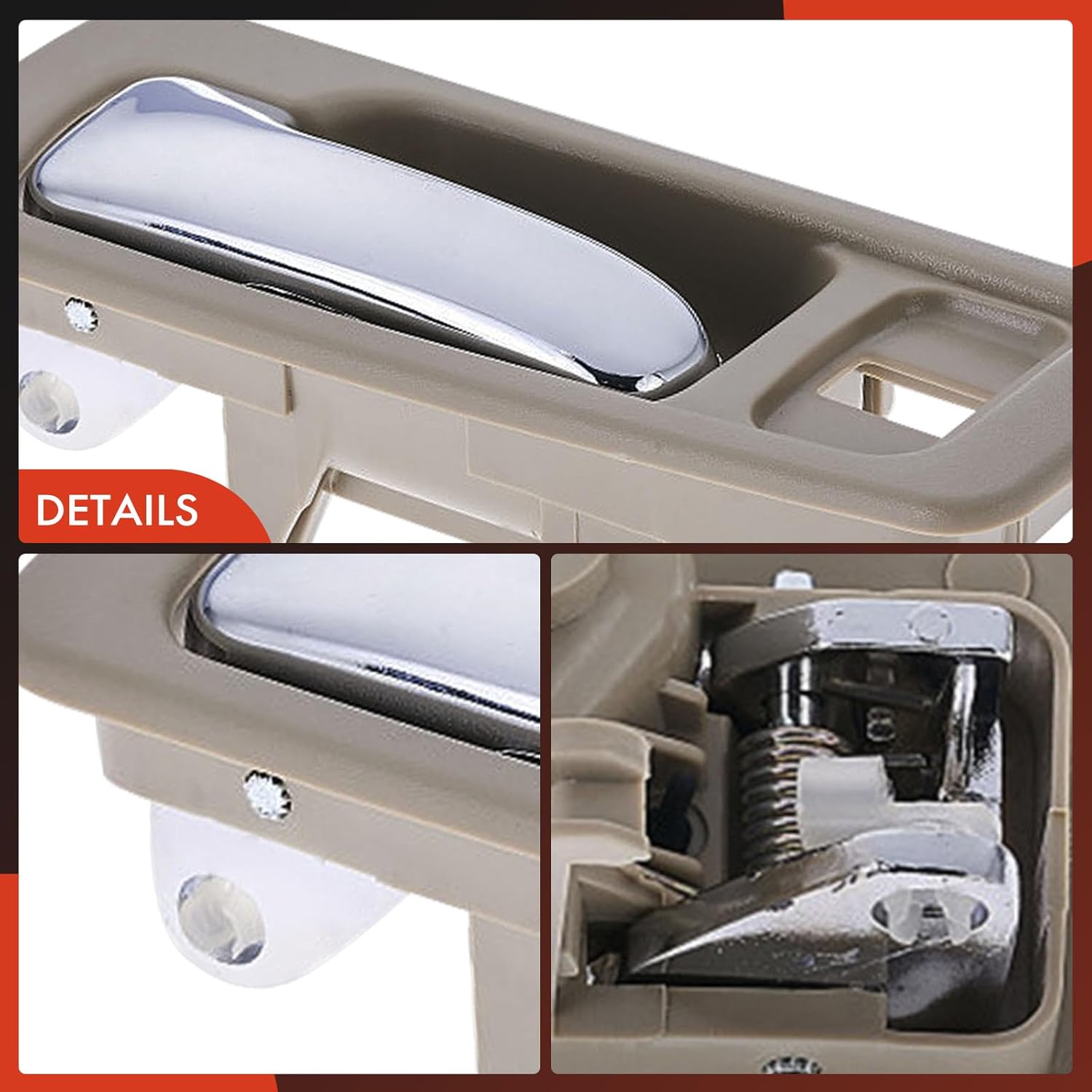 A-Premium Front Left Driver Side Interior Door Handle Compatible with Honda Accord 1990 1991 1992 1993, Beige Housing with Chrome Lever, with Power Locks, Replace# 72165-SM4-003Z-E, 6077720