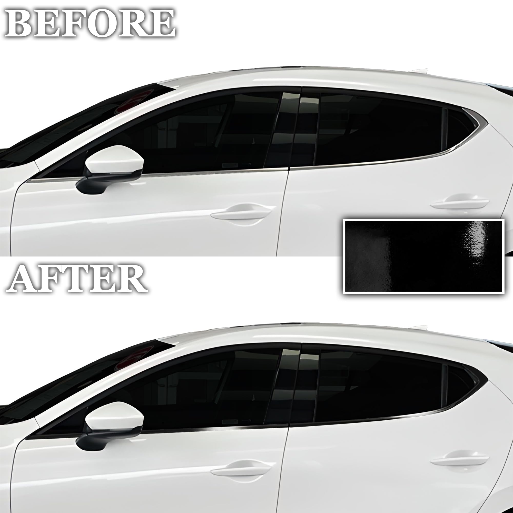 BOGAR TECH DESIGNS Side Window Chrome Delete Overlay Compatible with Mazda 3 Hatchback 2019-2024, Gloss Black