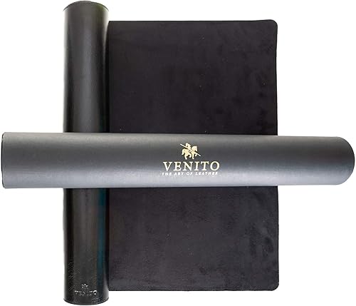 Vista 19 de Venito Tapete de escritorio de cuero prémium (36 x 19 pulgadas), tapete grande para mouse para accesorios de oficina en casa (marrón antiguo)