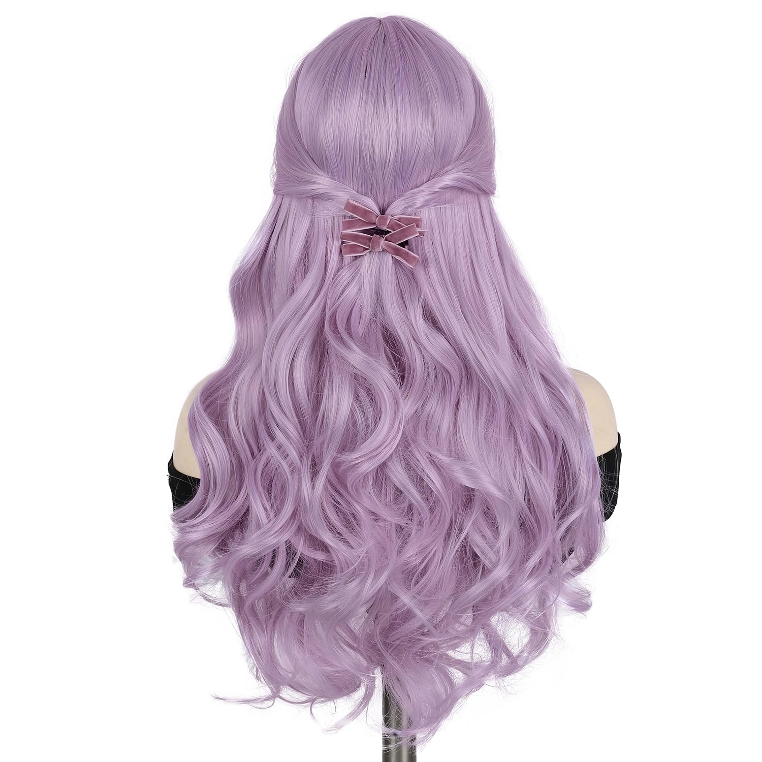 Quantum Love Long Curly Wig for Women Long Wavy Light purple Wigs 28 Inch Natural Looking Purple Synthetic Fashion Color Hair for Cosplay Halloween Daily Party Use