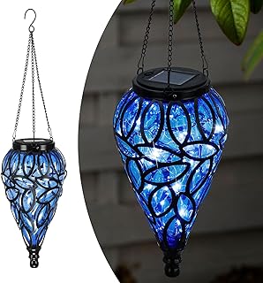 Solar Hanging Lantern Outdoor Lights, Tear-Shaped 15 LEDs Cool White Han...