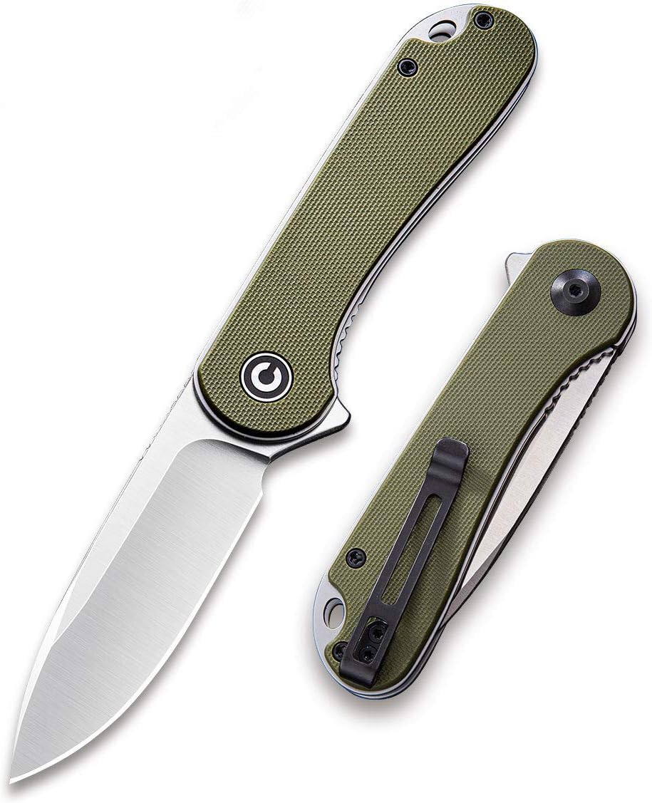Knives Elementum Folding Pocket Knife 2.96" D2 Satin Blade,G-10 Handles C907E (Green)
