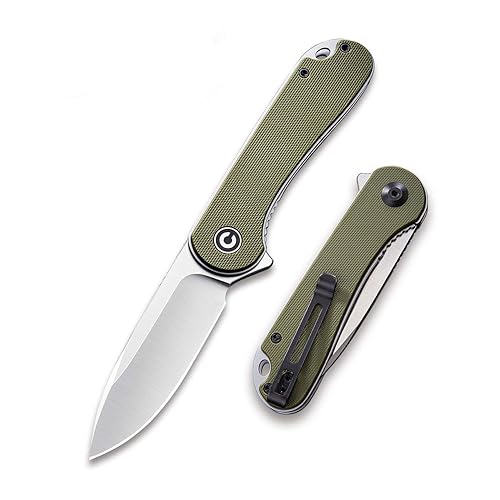 CIVIVI Knives Elementum Folding Pocket Knife 2.96" D2 Satin Blade,G-10 Handles C907E (Green)