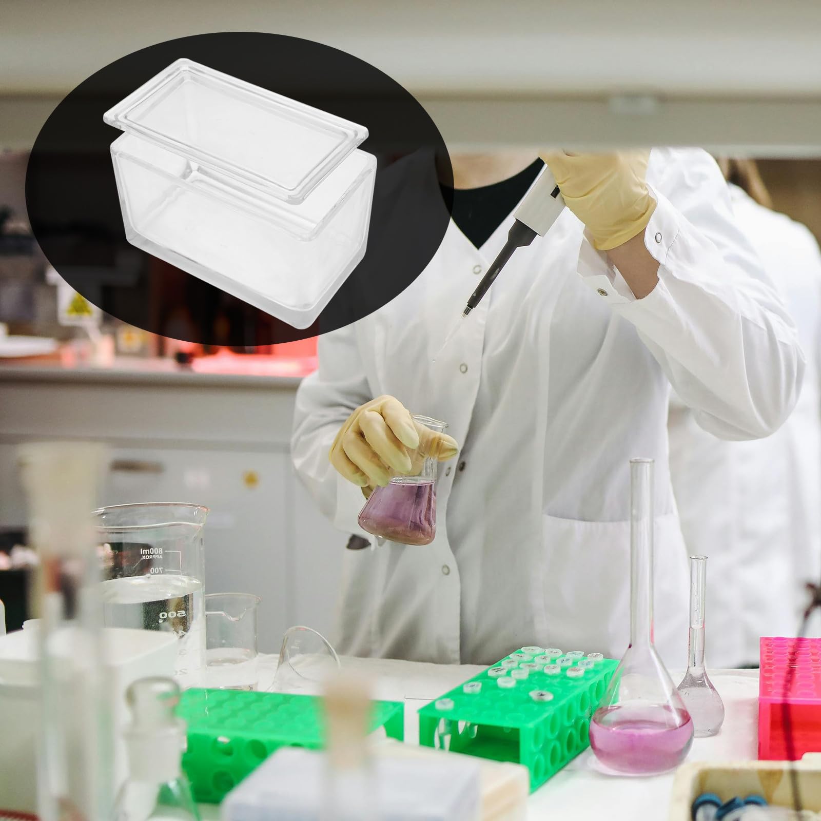 KOMBIUDA Tarro de de Vidrio Portaobjetos de 60 Piezas, Vertical y Horizontal, Estructura Práctica y Desmontable, Firme, Laboratorio Científico y Microscopía