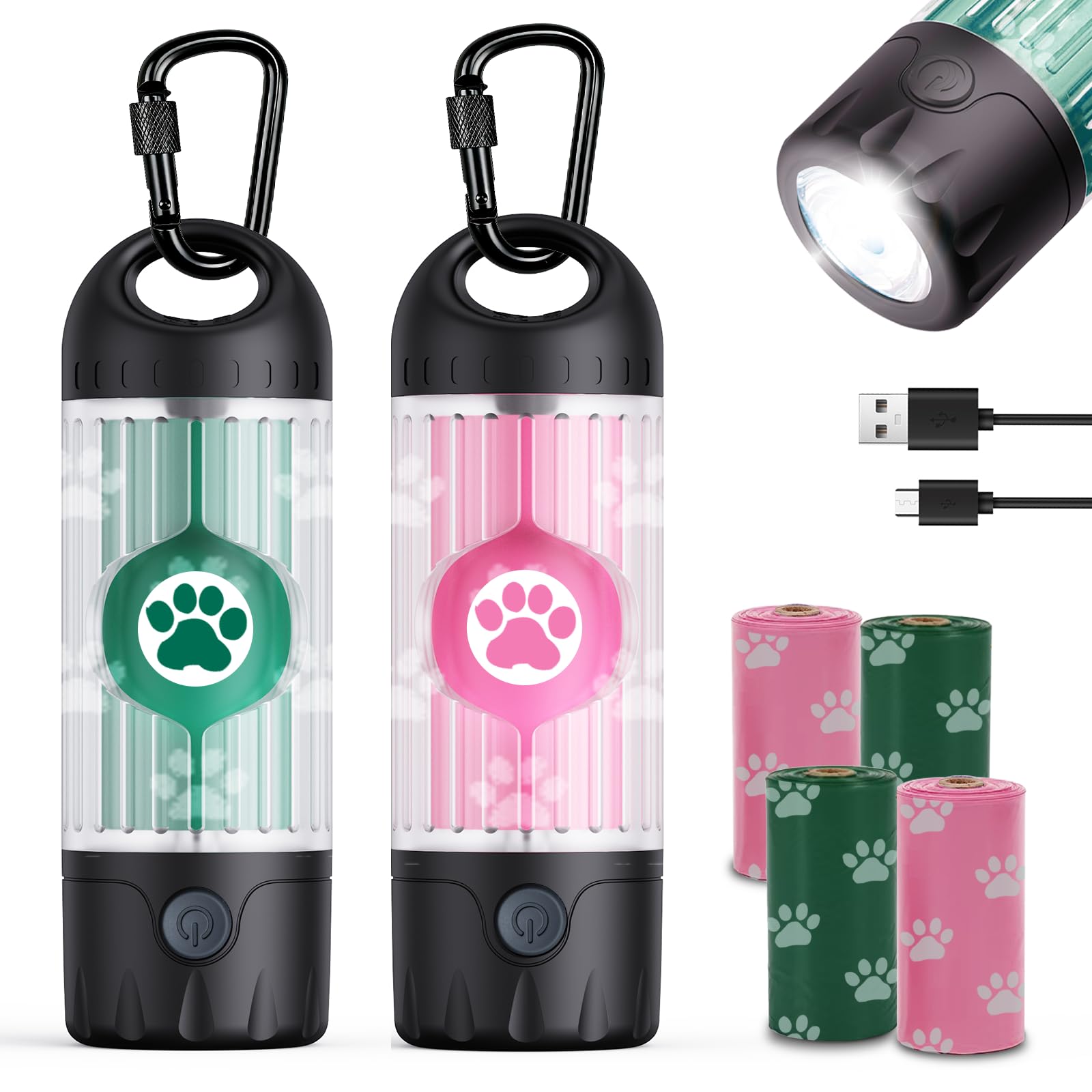 Sac à déjections canines rechargeable USB-C et étanche IPX5 avec distributeur