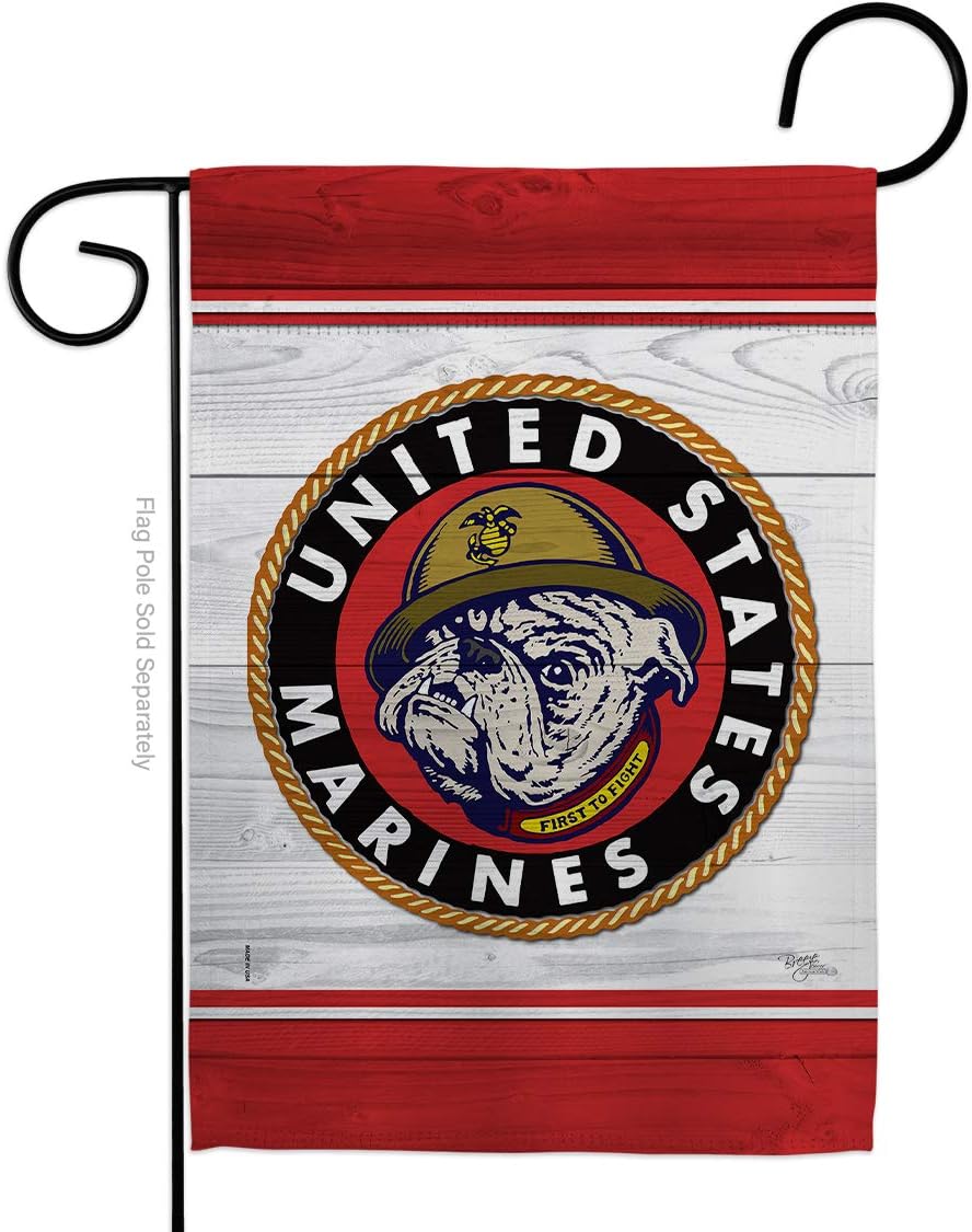 Marine Corps Bulldog Garden Flag Armed Forces USMC Semper Fi United State American Military Veteran Retire Official Small Decorative Gift Yard House Banner Double-Sided Made In USA 13 X 18.5