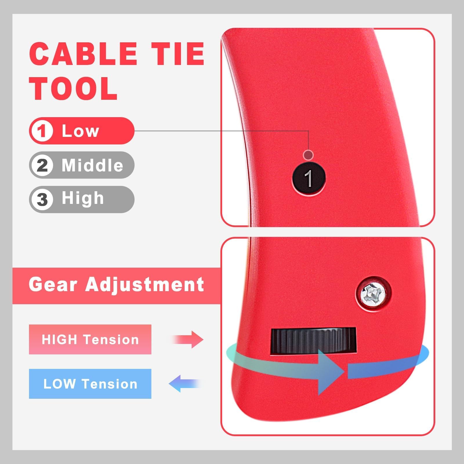 APIOLO Kabelbinder-Werkzeug – 19,5 Cm, Für Nylon-Kabelbinder 2,4-9 Mm, Verstellbare Spannung
